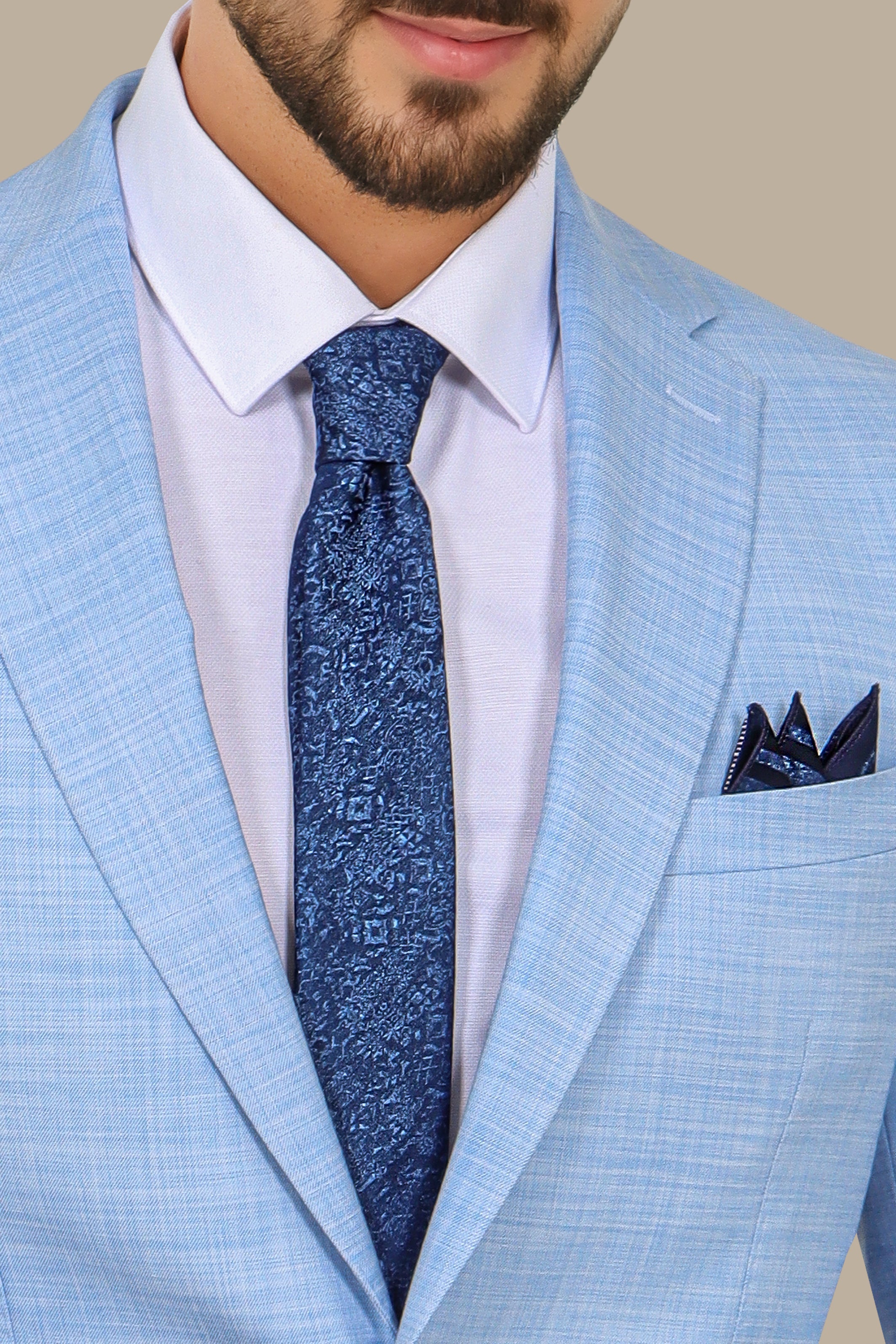 Serene Sophistication: Light Blue Filafil Notch Suit