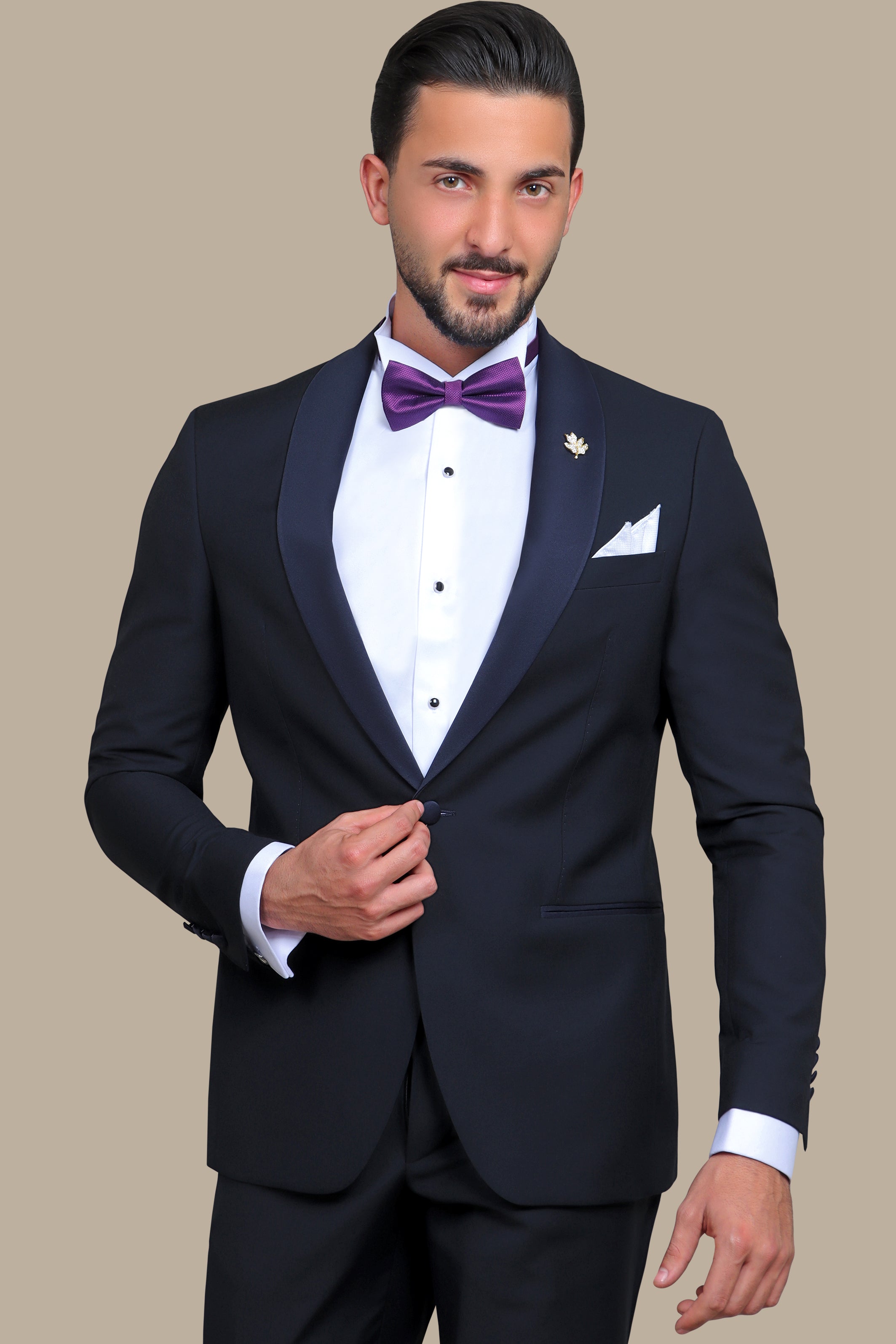 Midnight Elegance: The Navy Tuxedo with Shawl Lapel