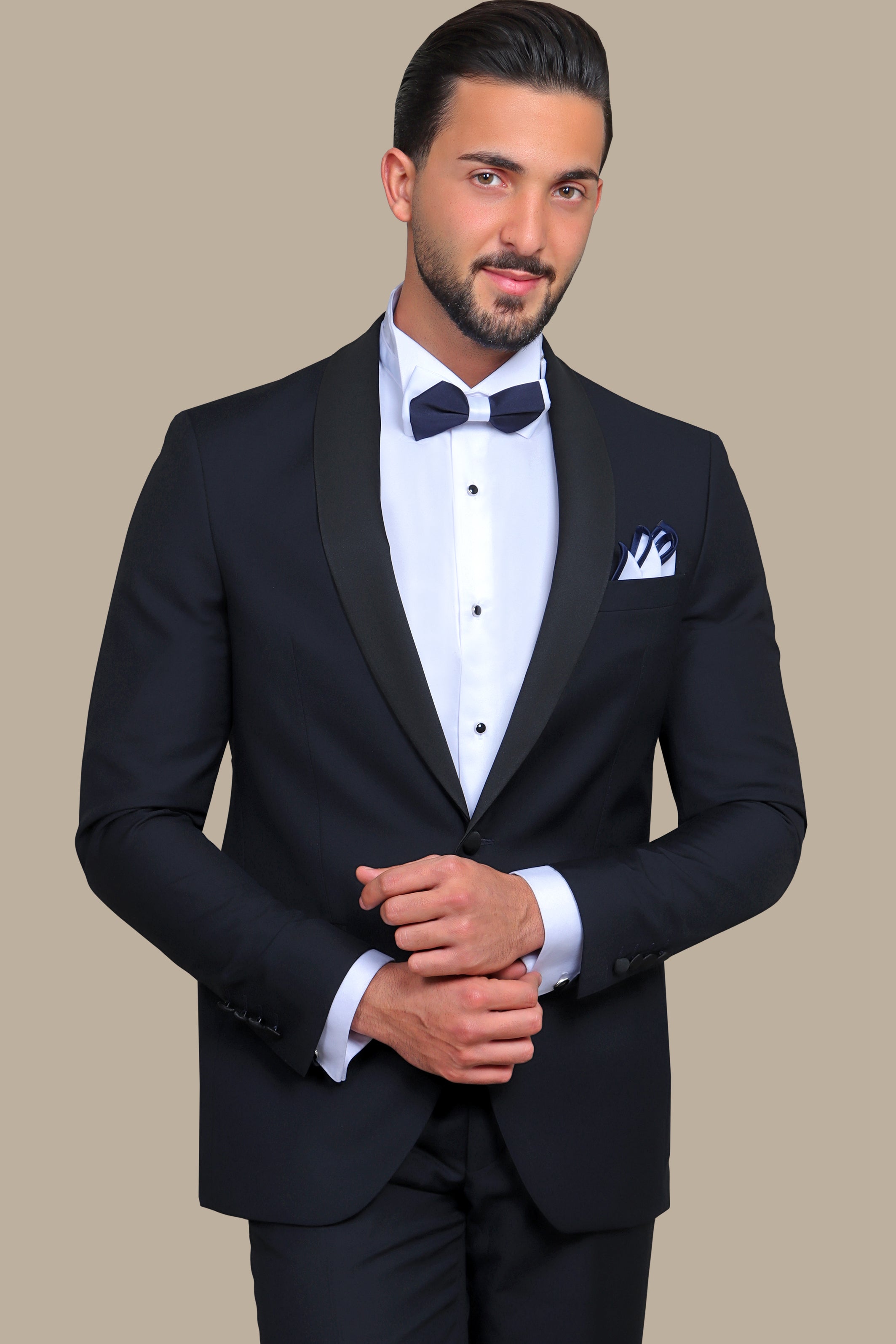 Navy and Black Shawl Lapel Tuxedo