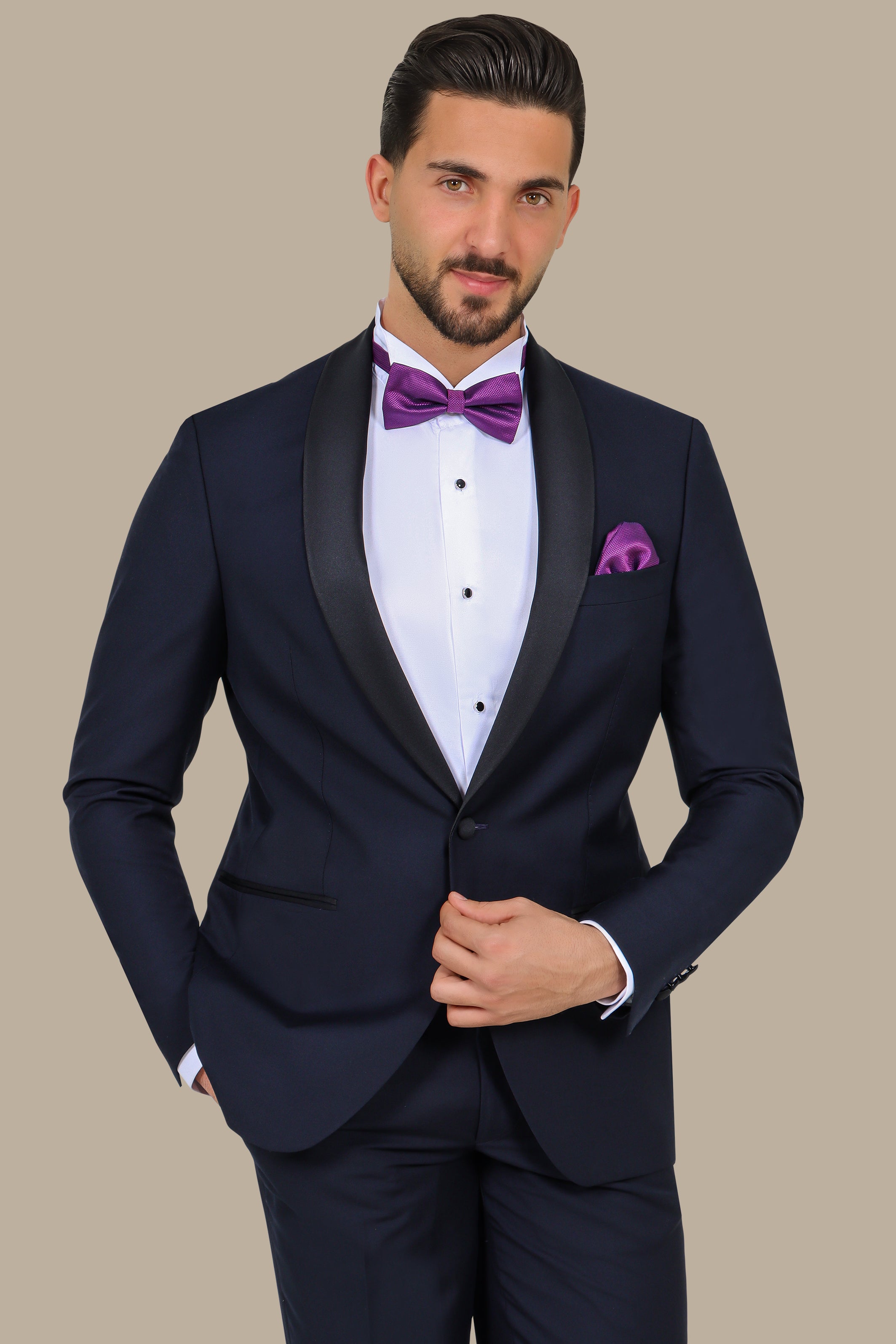 Navy and Black Shawl Lapel Tuxedo