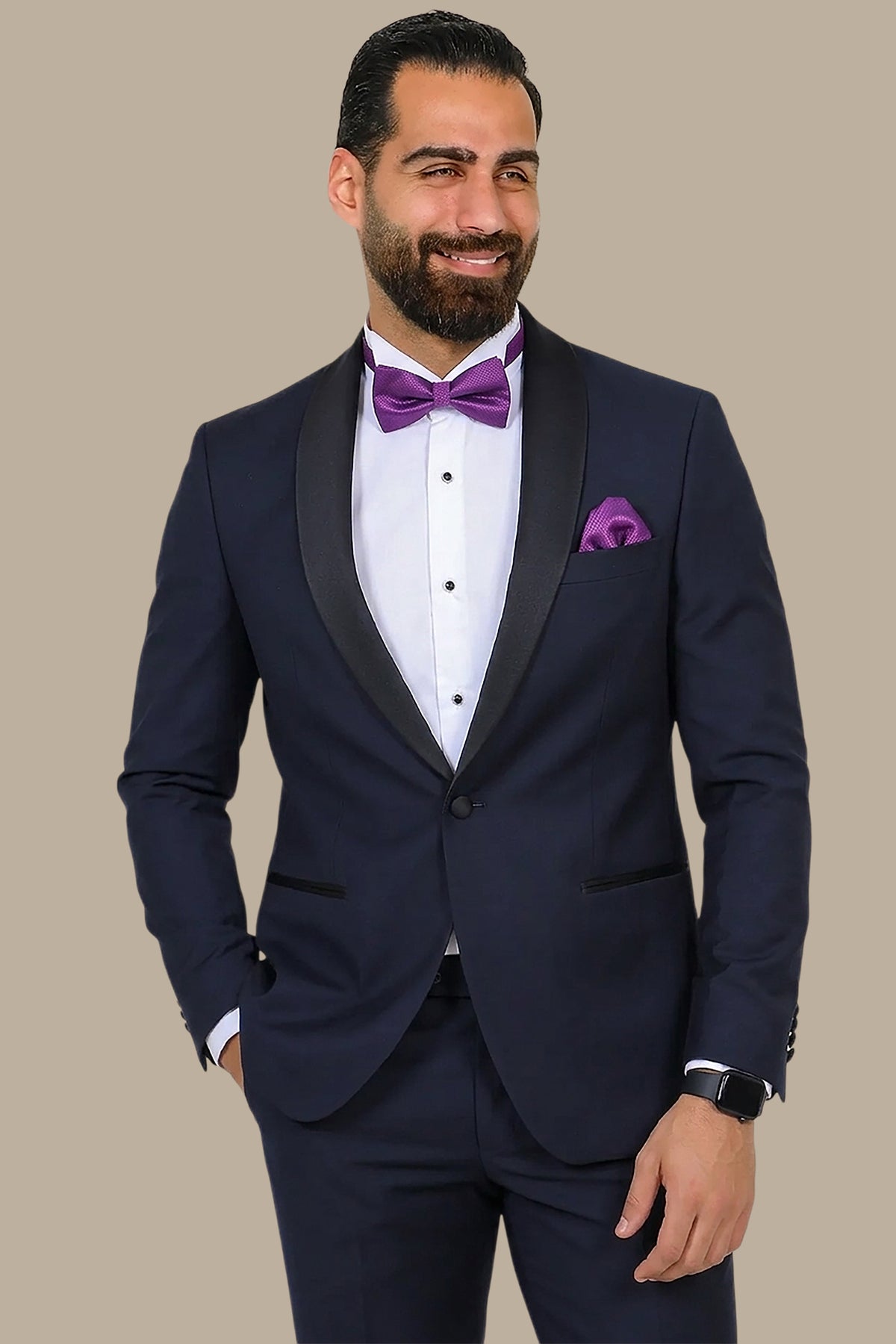 Navy and Black Shawl Lapel Tuxedo