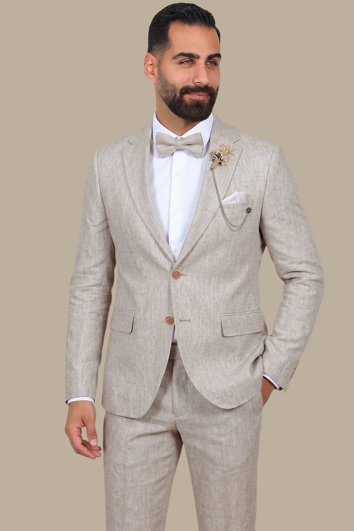 Beige Bliss: Linen Suit Perfection