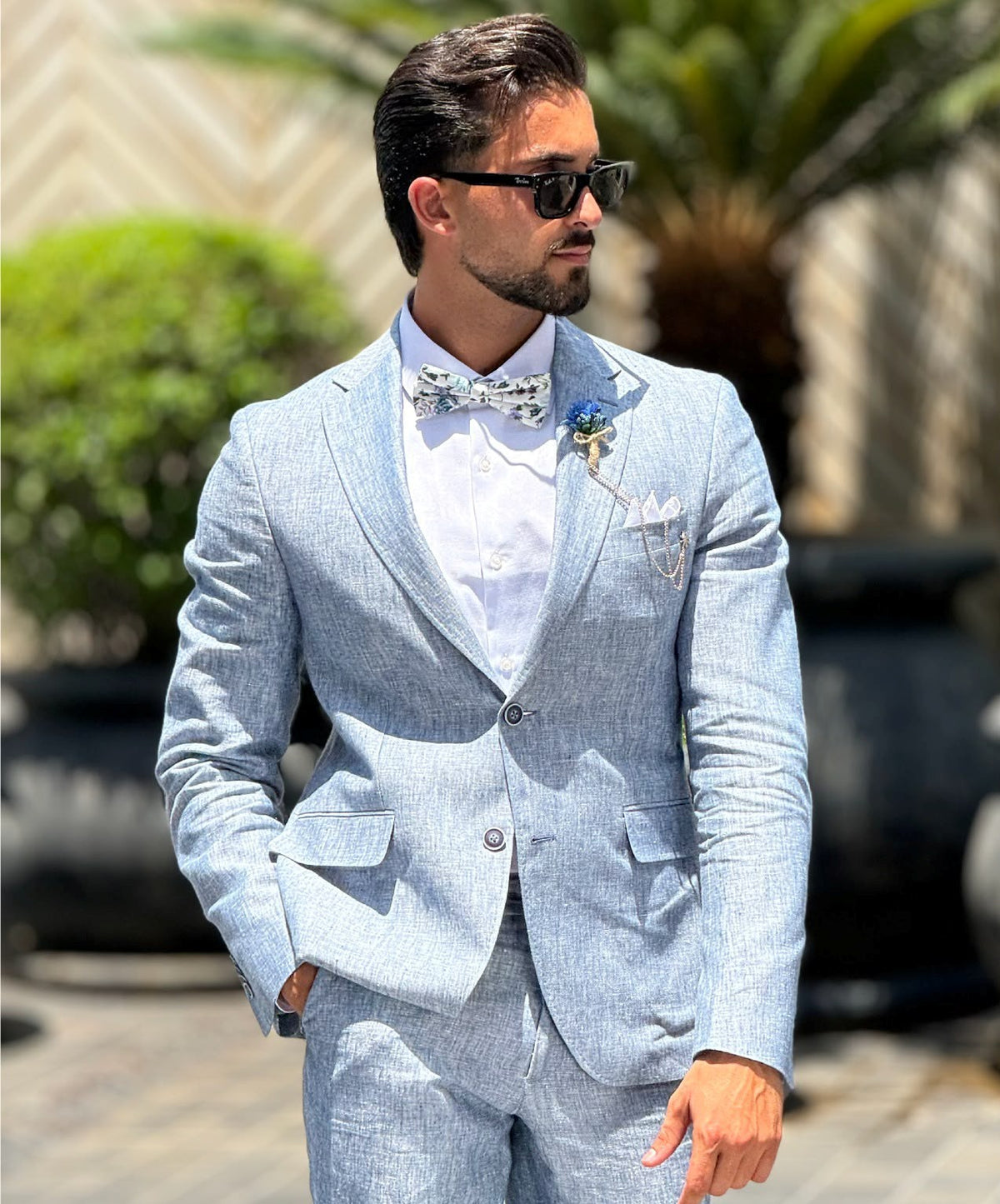 Light Blue Linen Suit