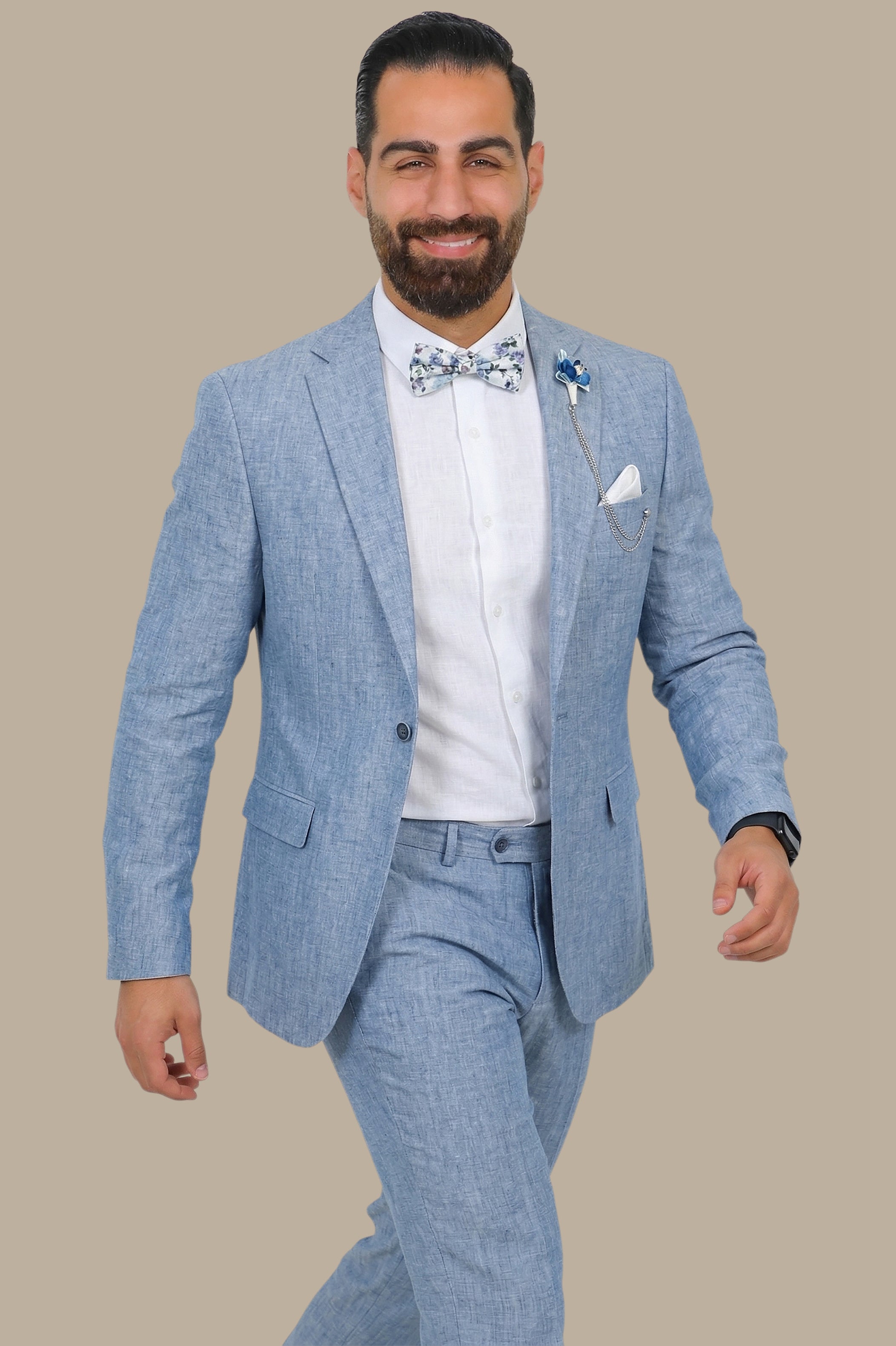 Light Blue Linen Suit