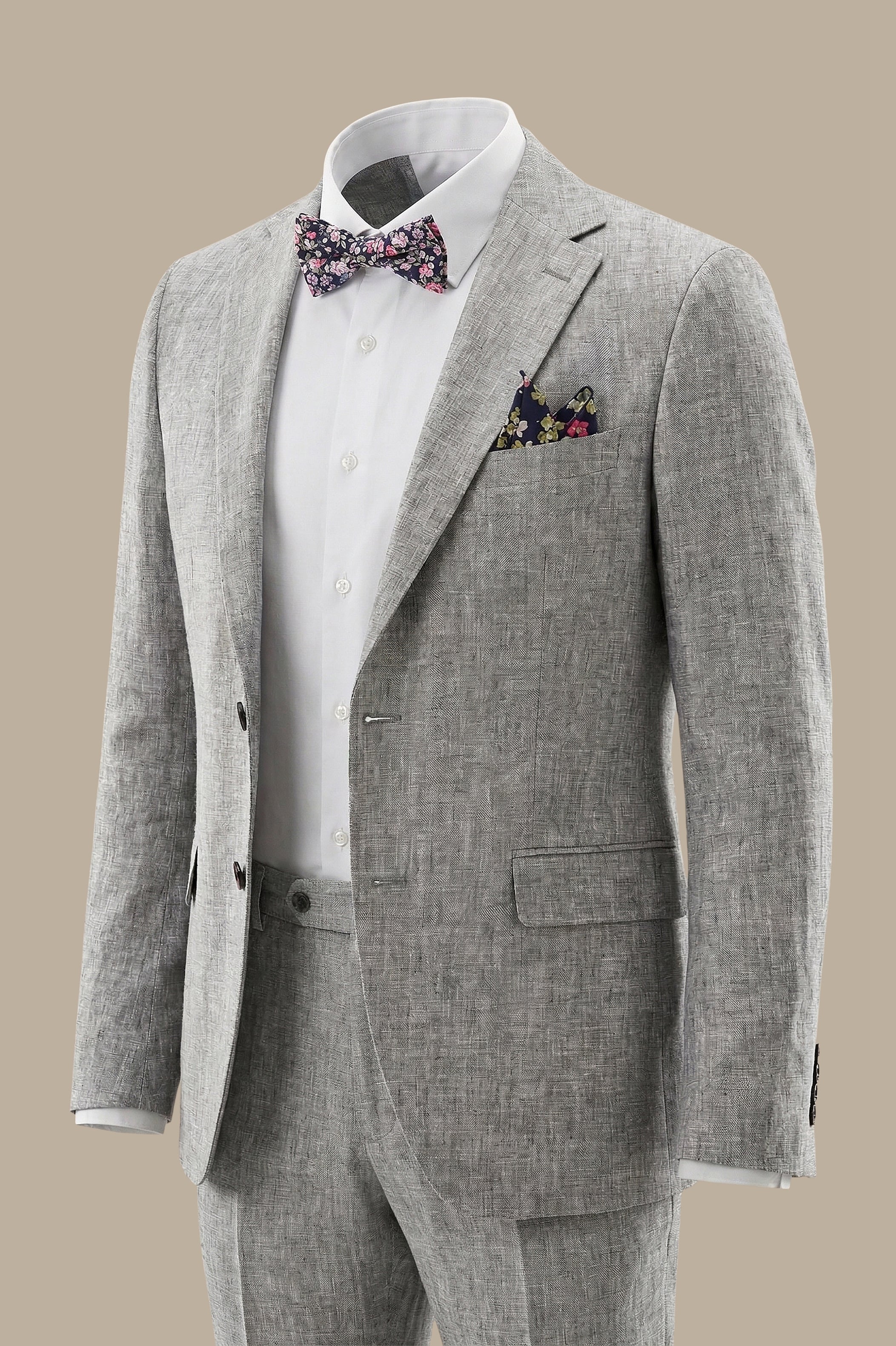 Ethereal Grace: Grey Linen Suit