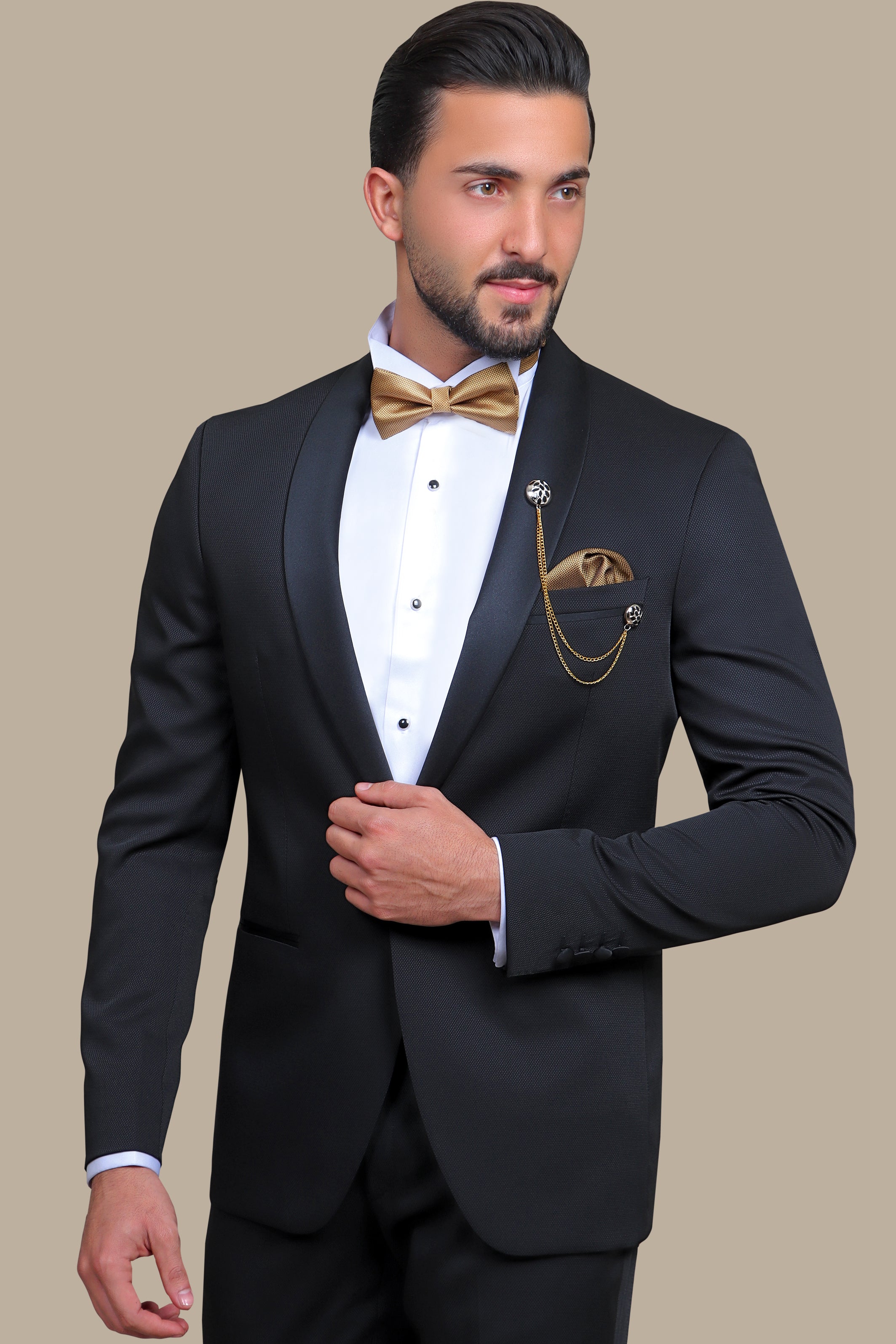 Black Pique Shawl Collar Tuxedo