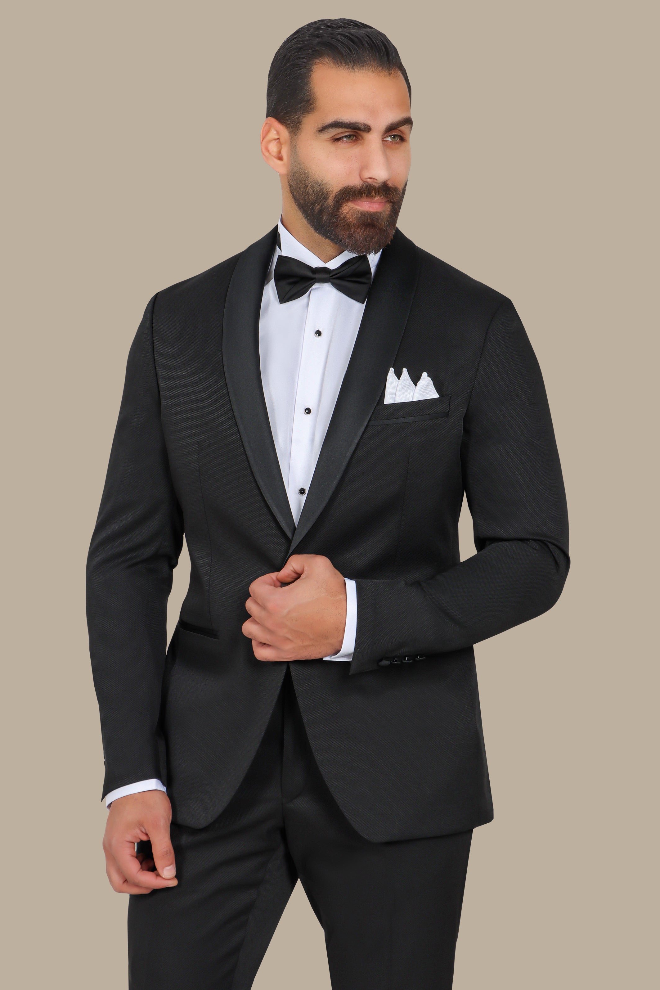 Black Pique Shawl Collar Tuxedo