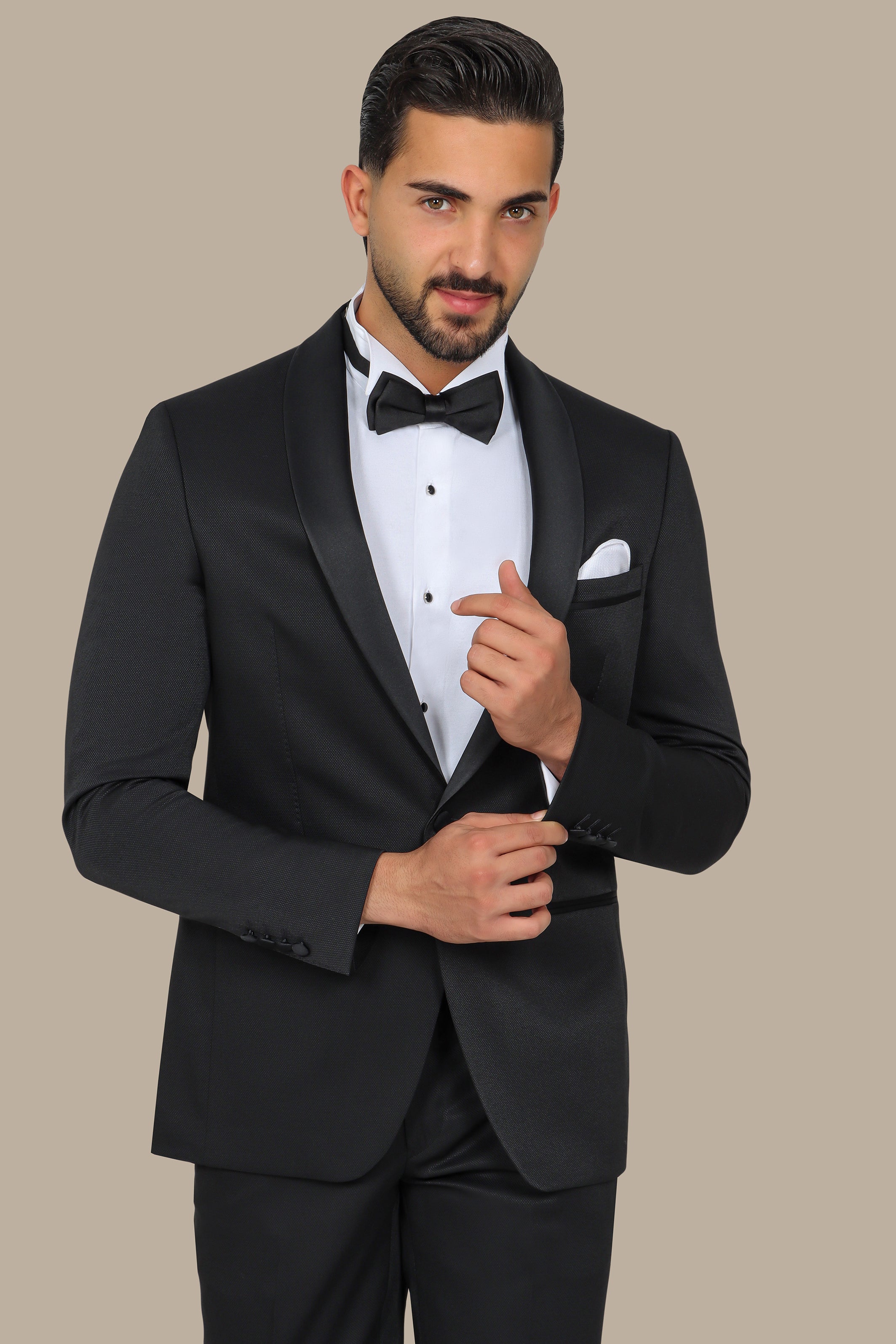 Black Pique Shawl Collar Tuxedo