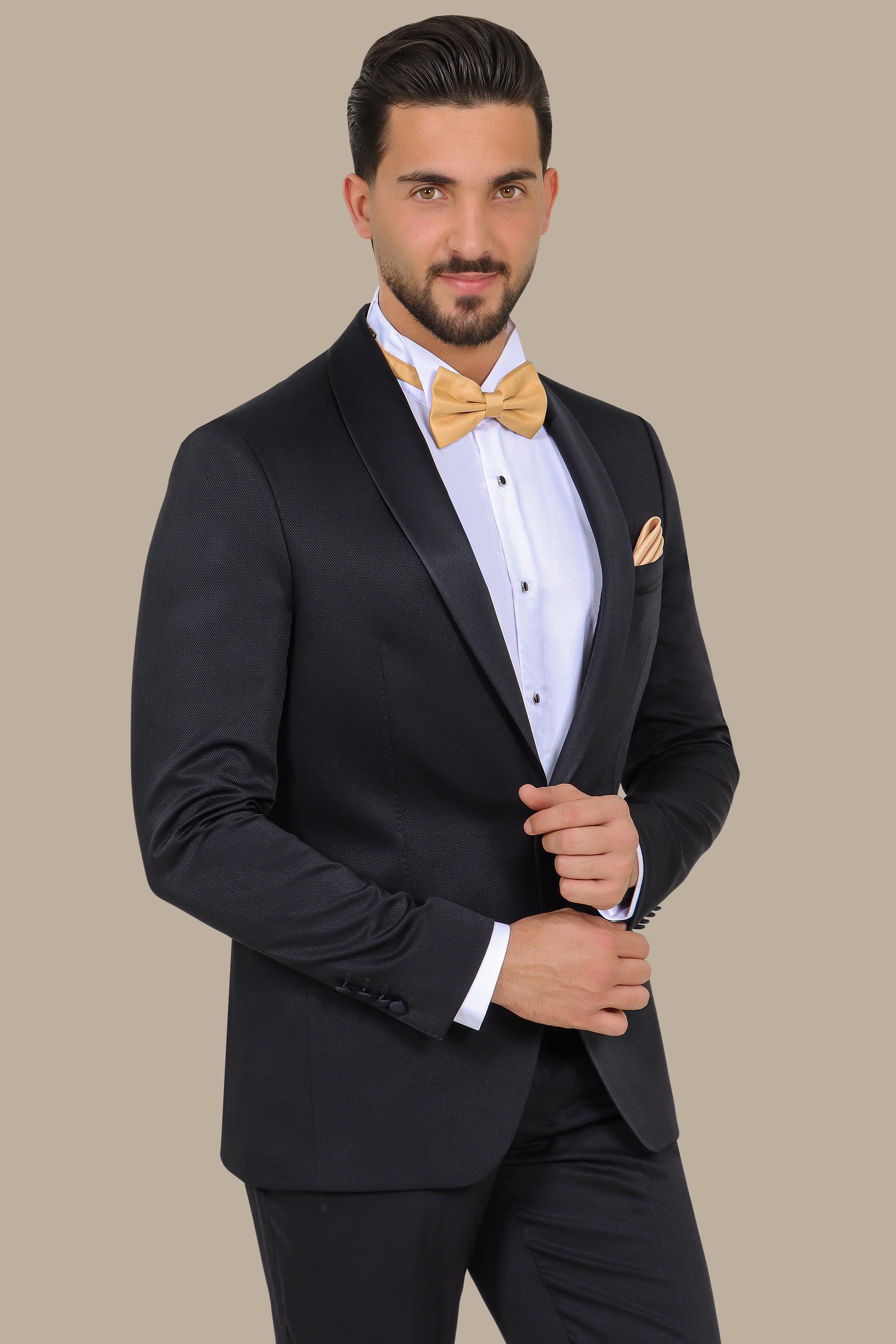 Black Pique Shawl Collar Tuxedo