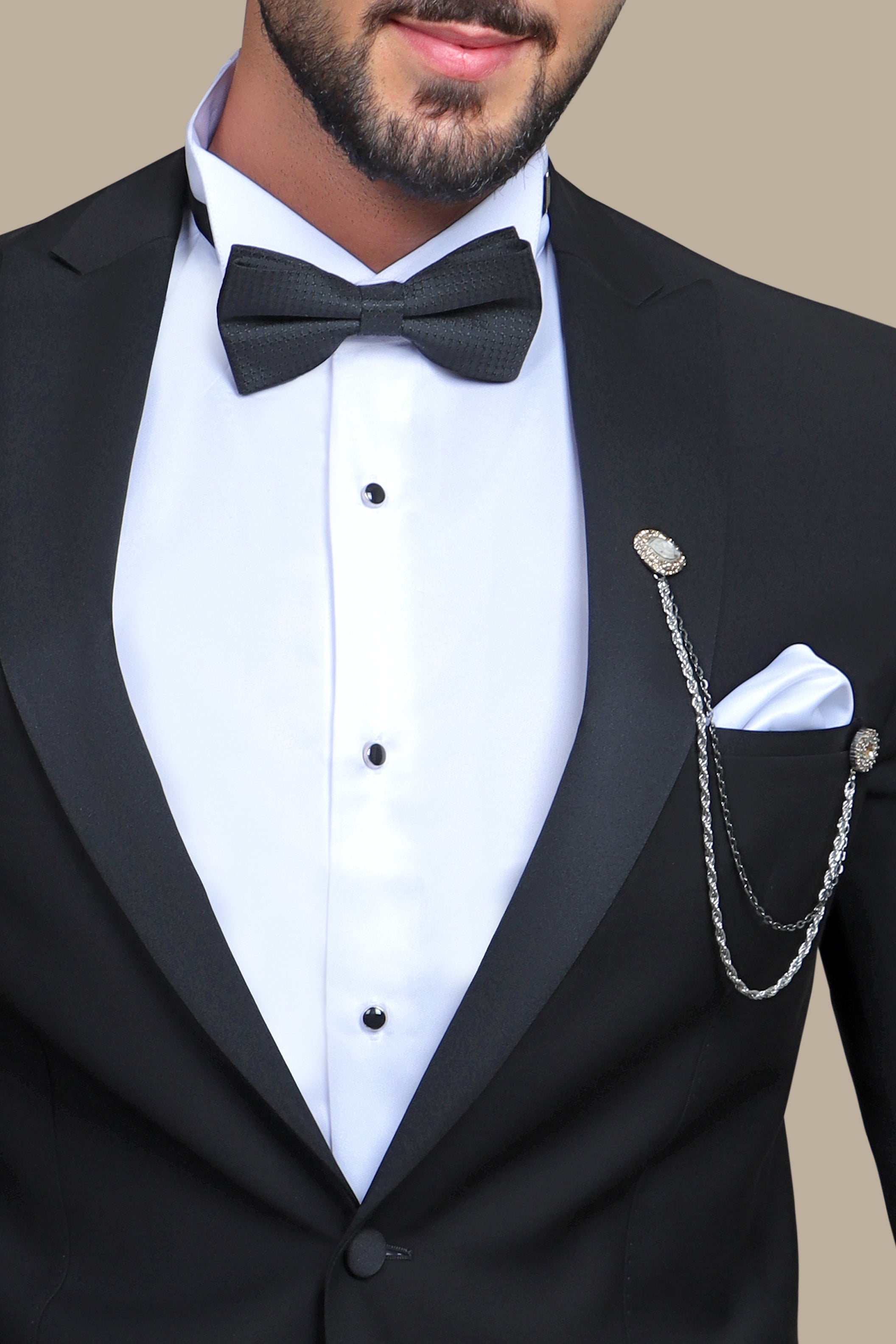 Classic Black Peak Lapel Tuxedo