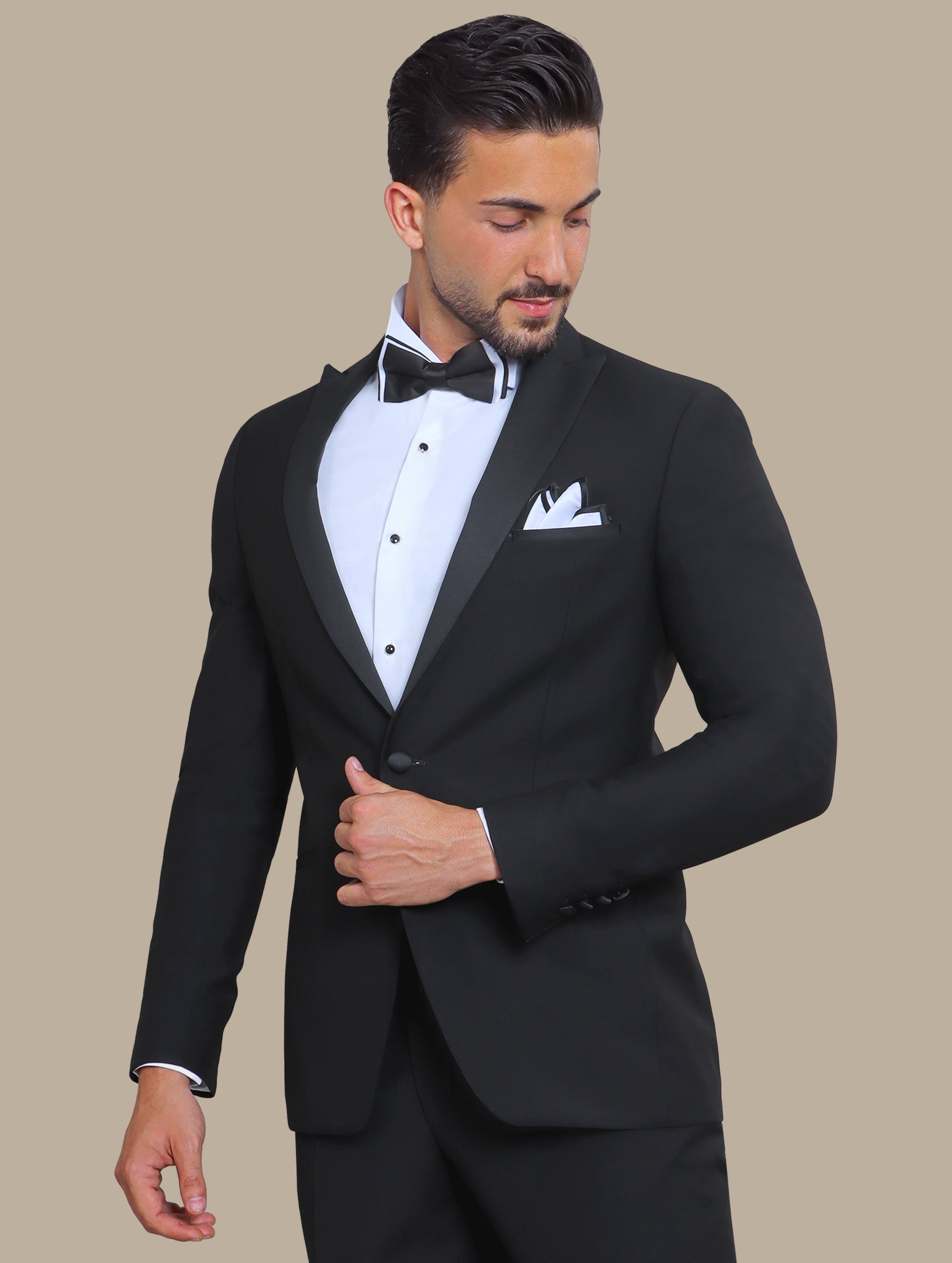 Classic Black Peak Lapel Tuxedo