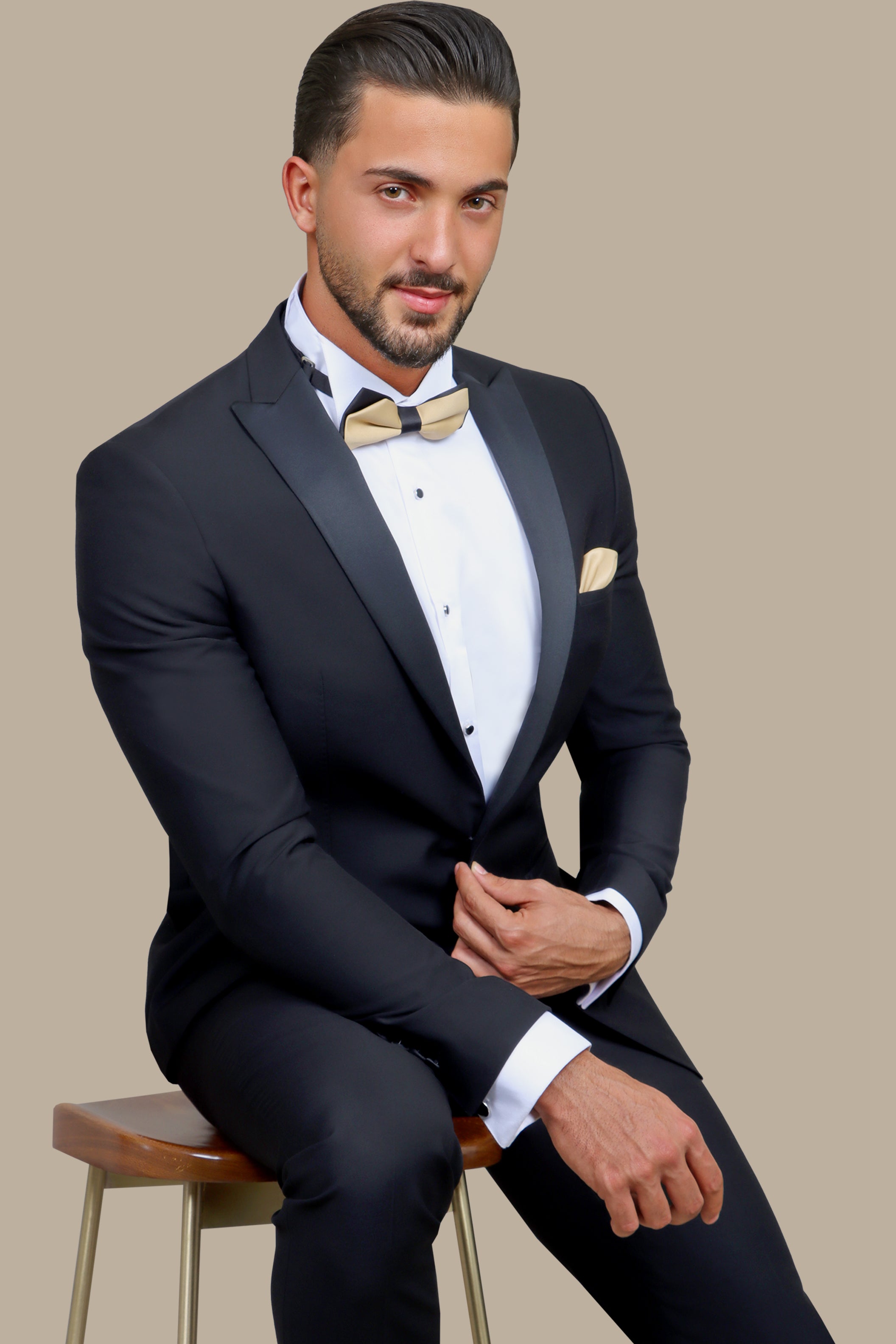 Classic Black Peak Lapel Tuxedo