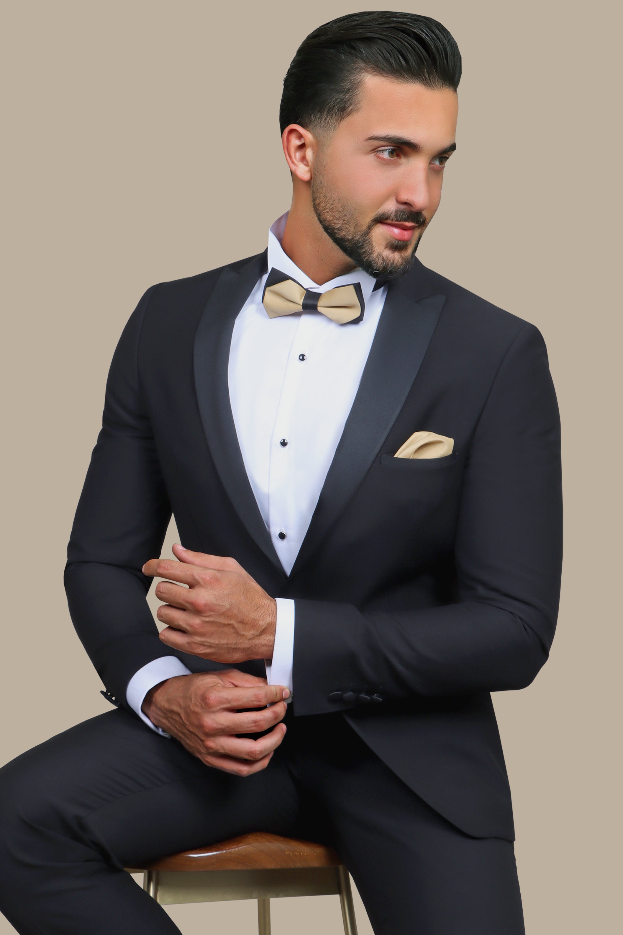 Classic Black Peak Lapel Tuxedo