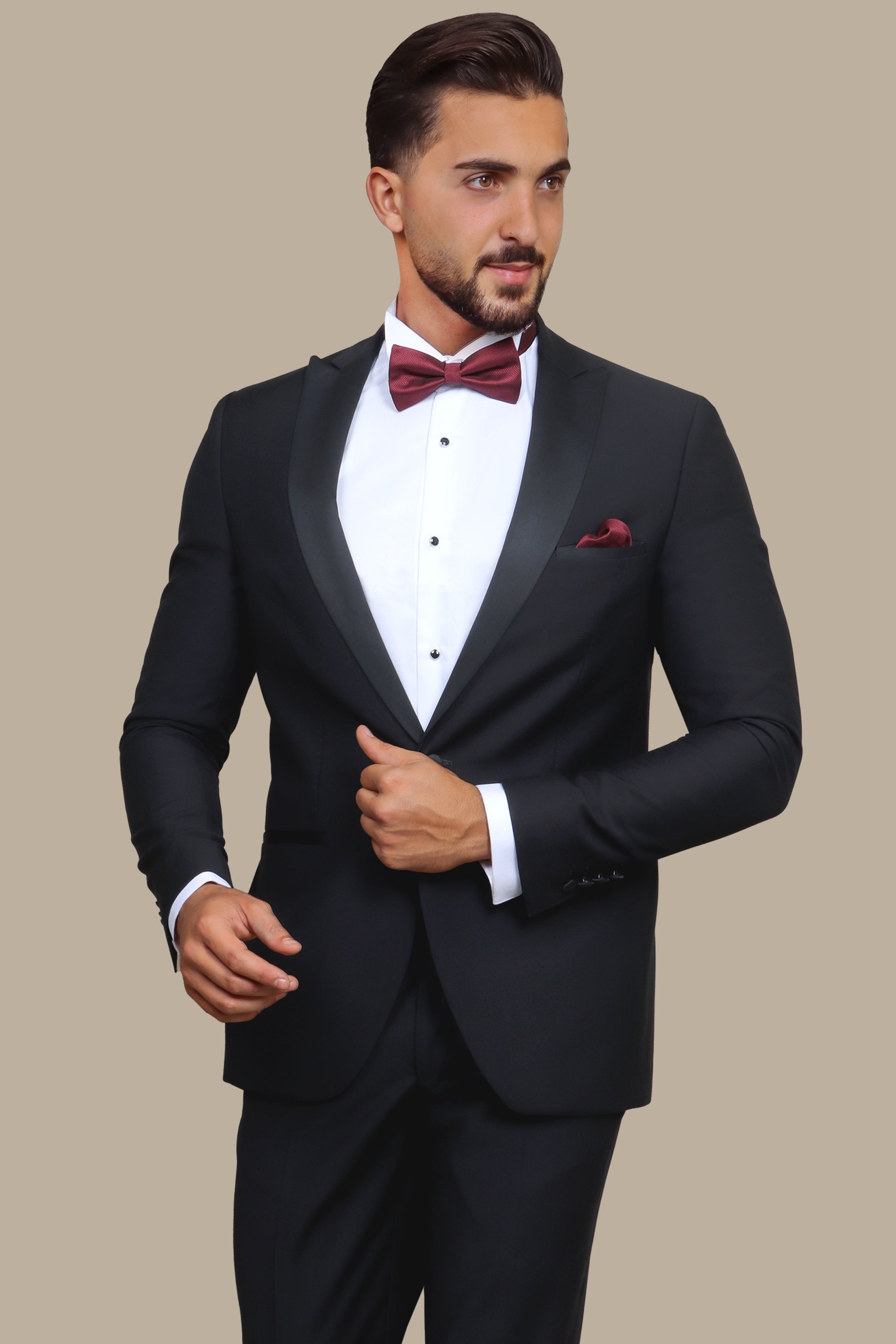 Classic Black Peak Lapel Tuxedo