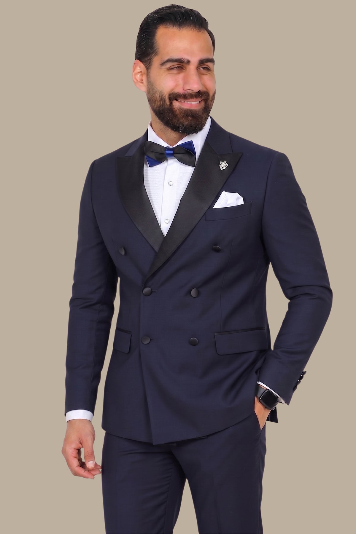 Navy Double-Breasted Elegance: A Timeless Statement
