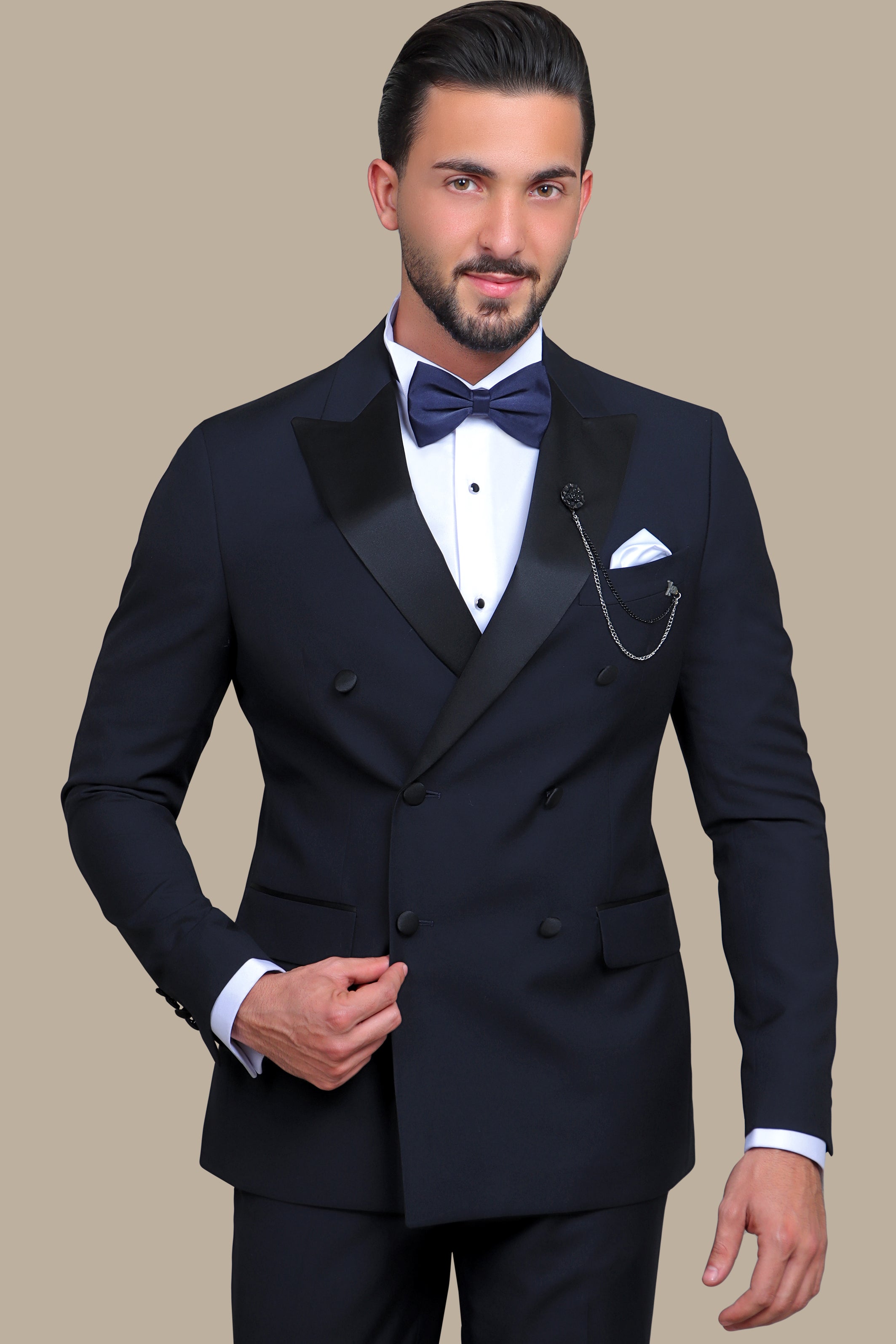 Navy Double-Breasted Elegance: A Timeless Statement