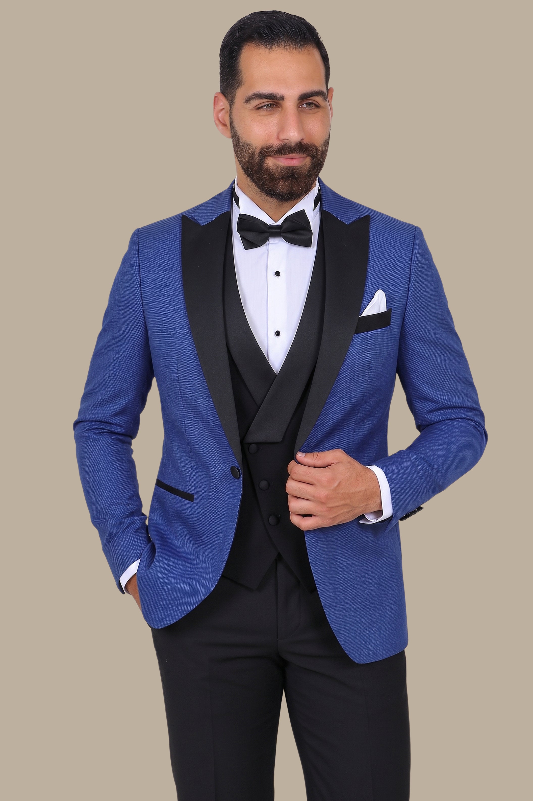 Indigo Chic: Pique Peak 3-Piece Tuxedo