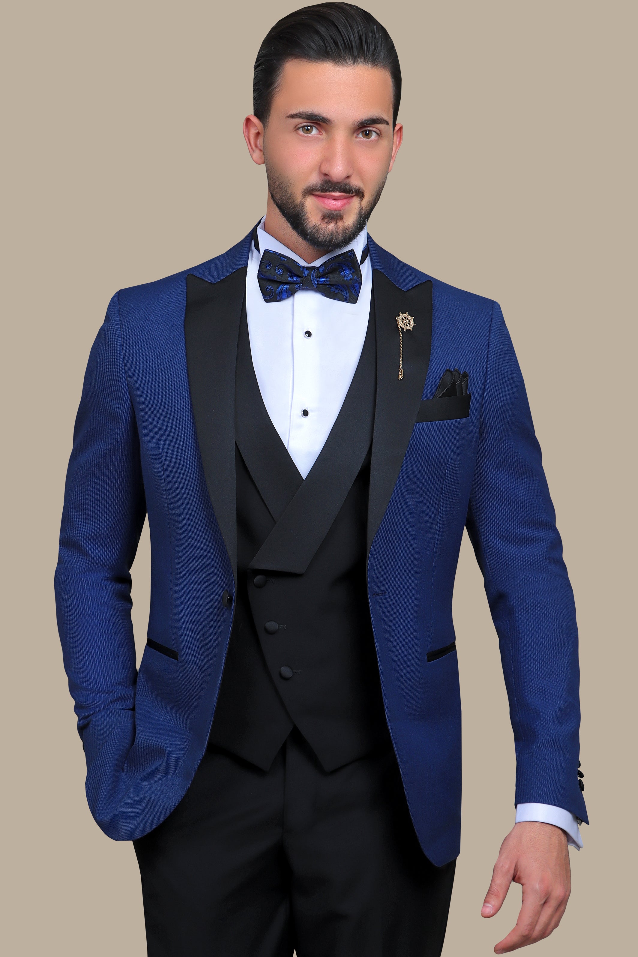 Indigo Chic: Pique Peak 3-Piece Tuxedo