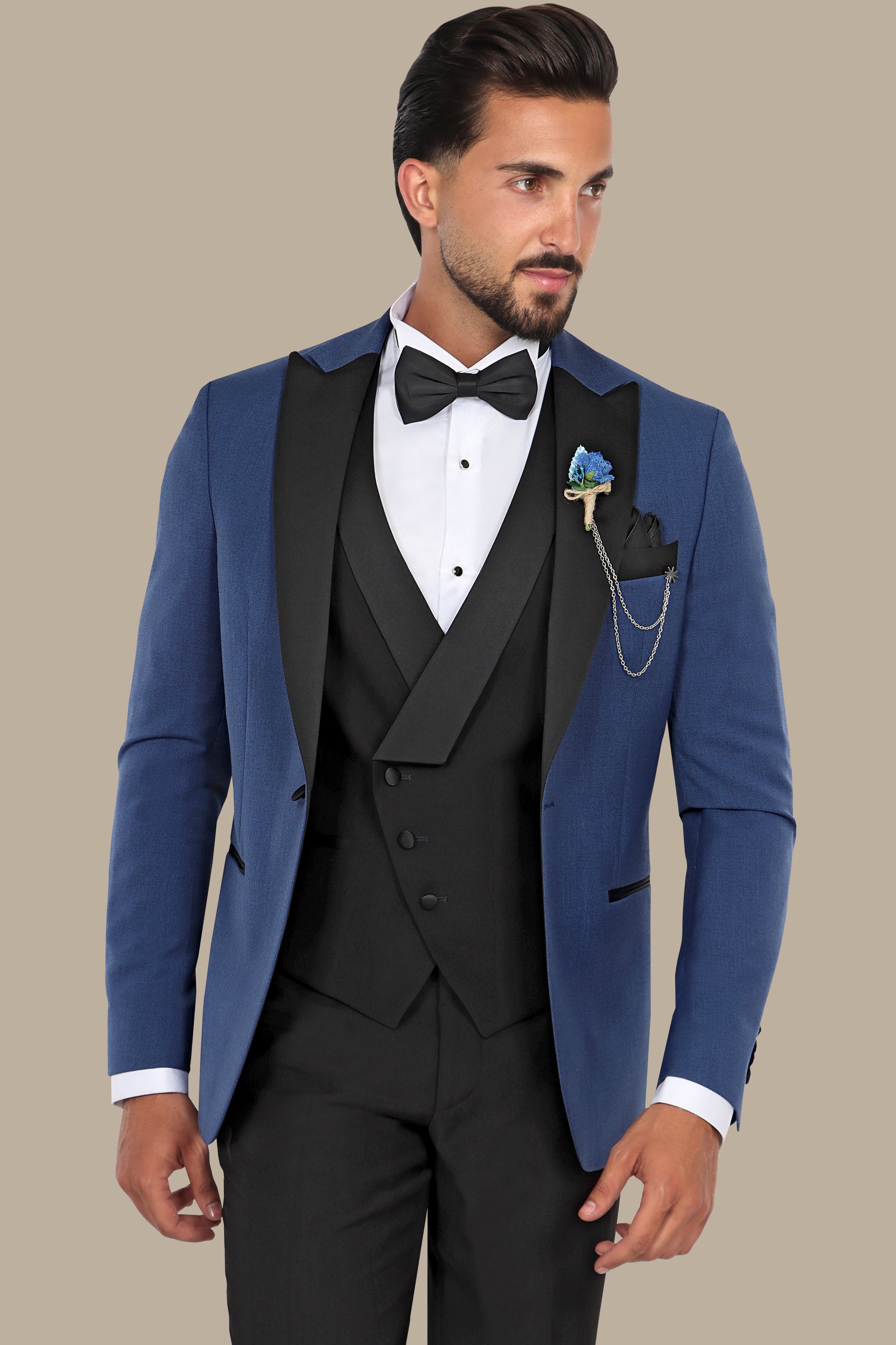 Indigo Chic: Pique Peak 3-Piece Tuxedo