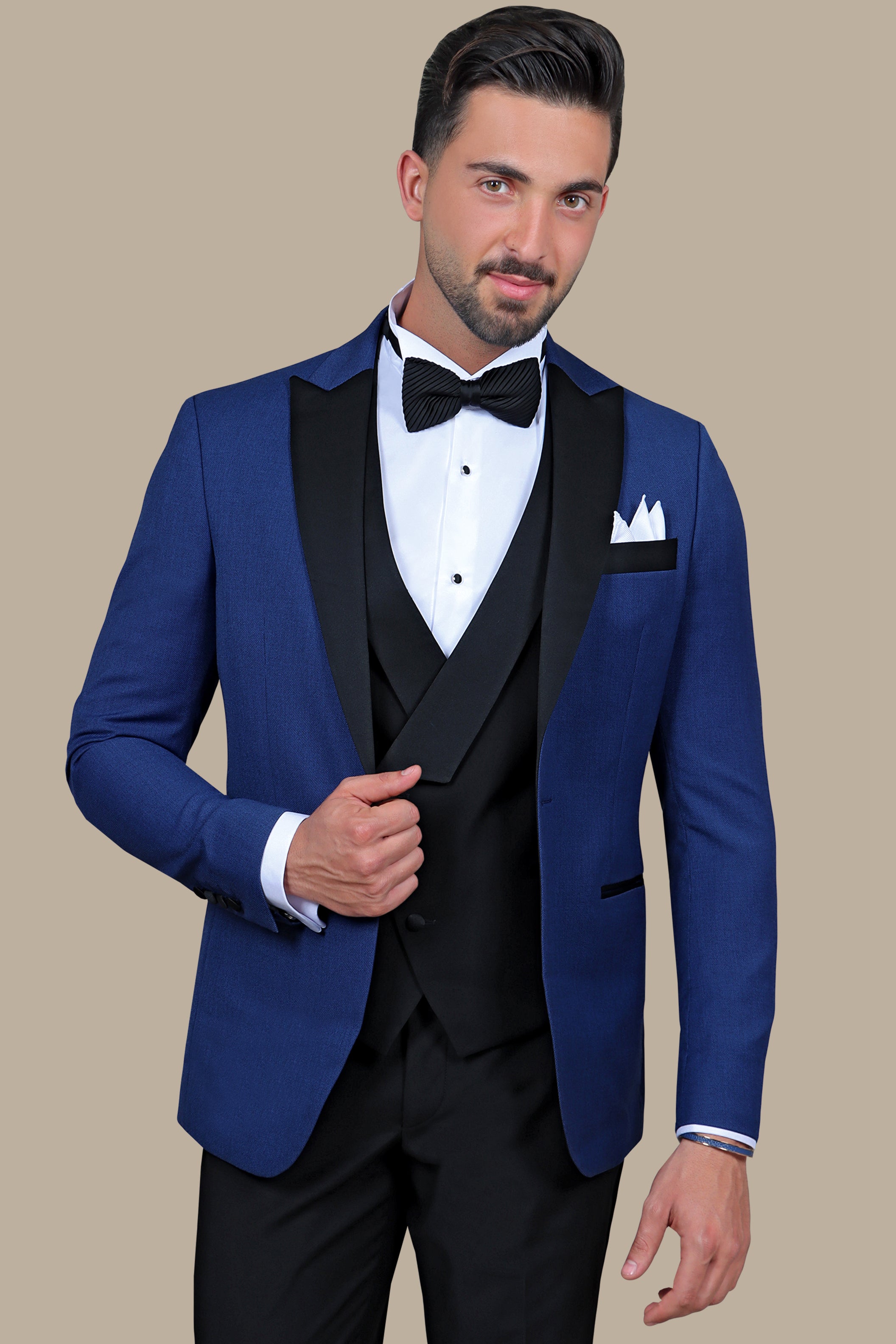 Indigo Chic: Pique Peak 3-Piece Tuxedo