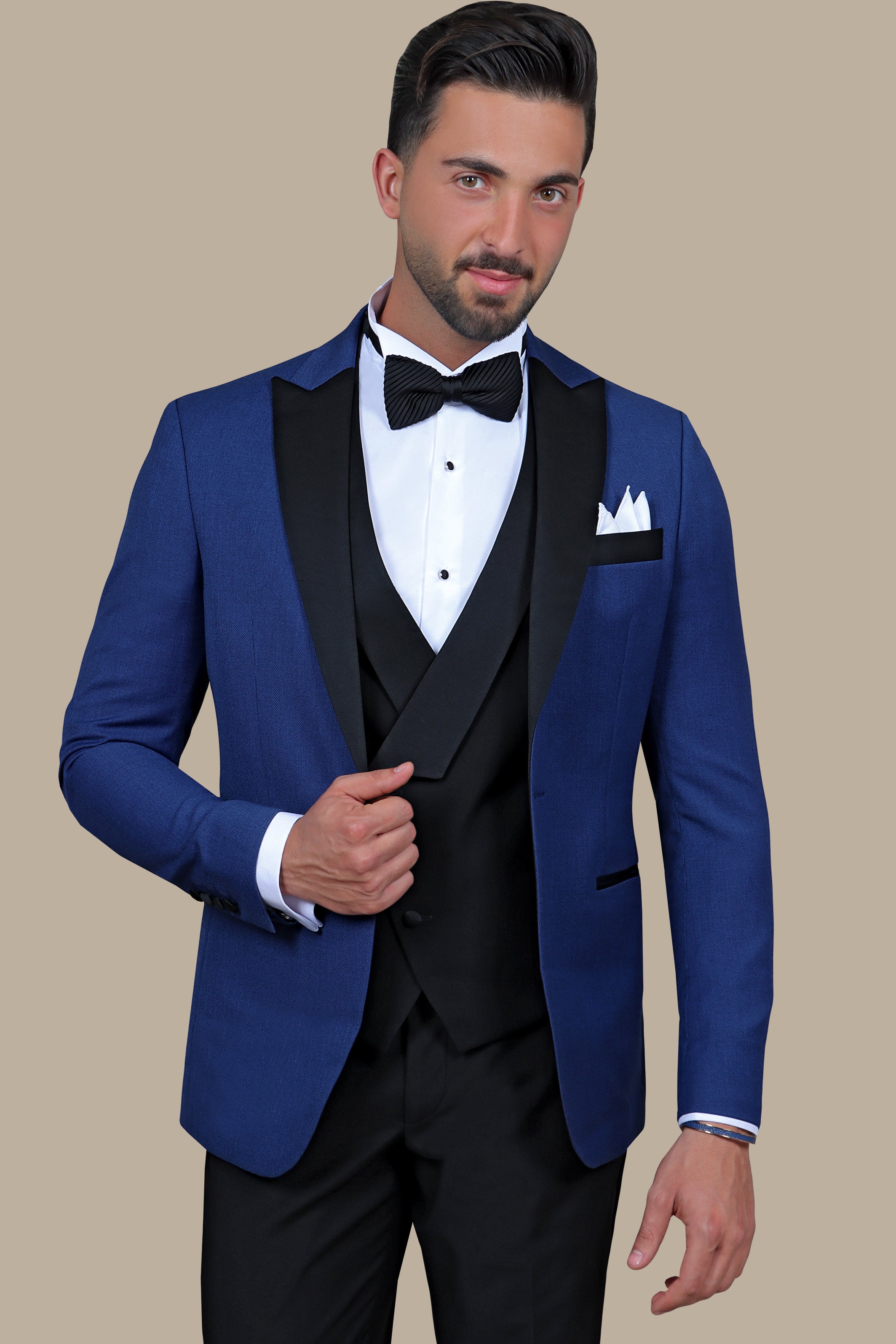 Indigo Chic: Pique Peak 3-Piece Tuxedo