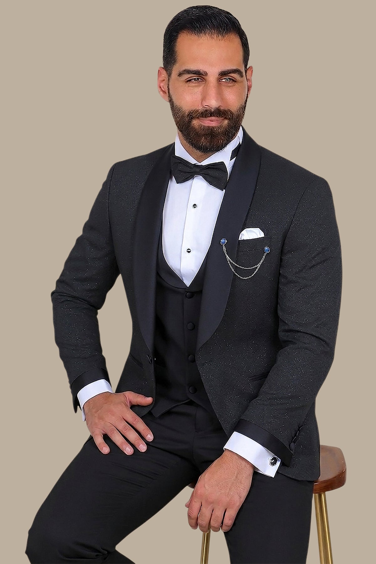 Ensemble Jacquard Shawl Collar 4-Piece Tuxedo Set