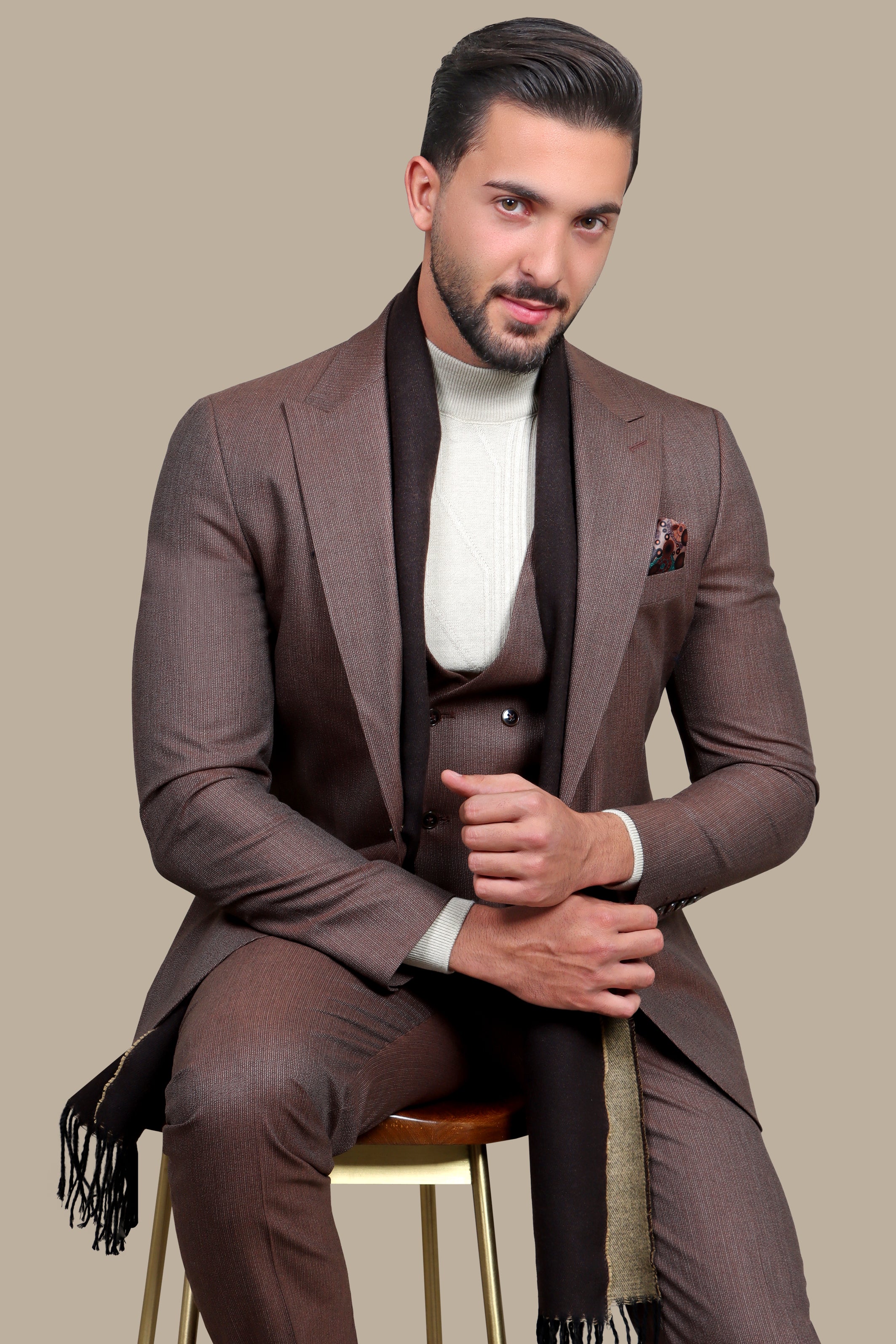 Classic Havan Stripe Peak 3-Piece Suit: Timeless Elegance in Every Thread