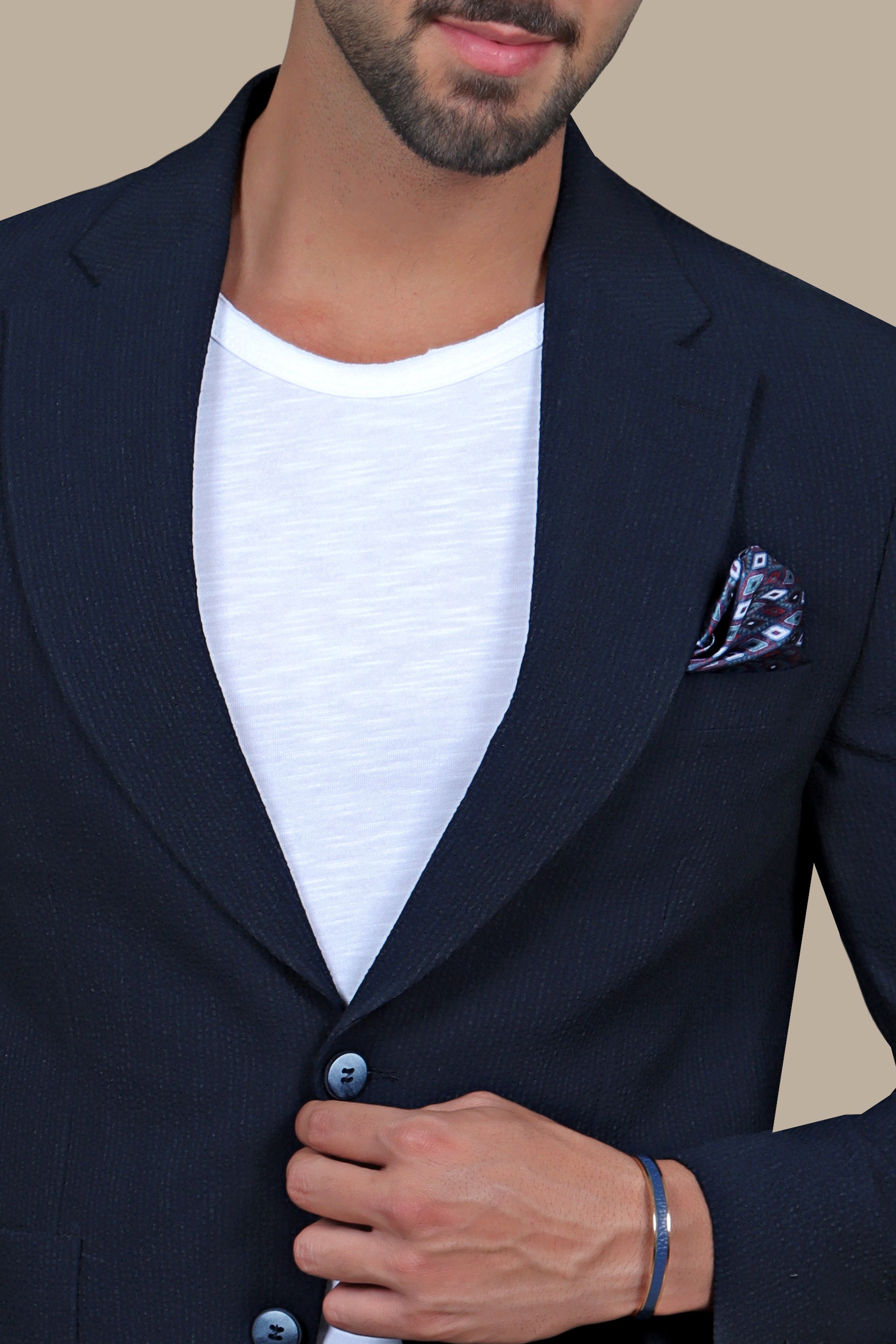 Navy Travel Suit with Patch Pockets