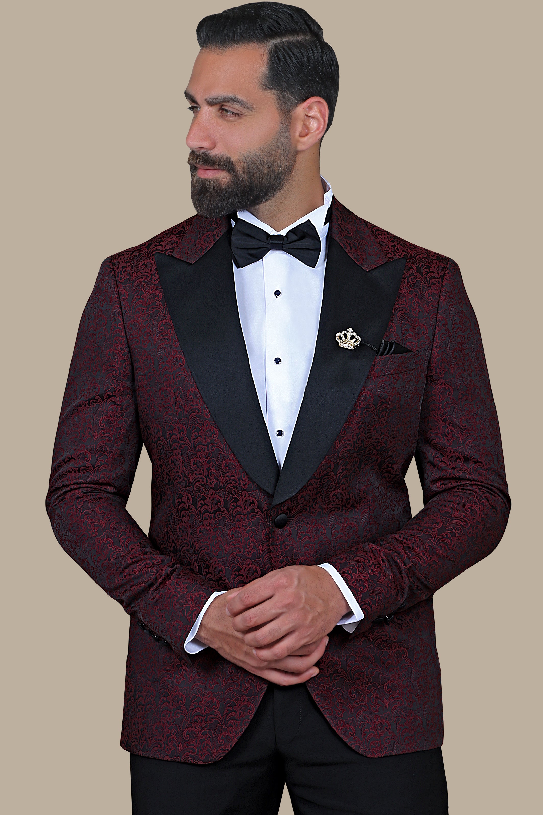 Burgundy Leaf Tuxedo FV: Elegant & Stylish