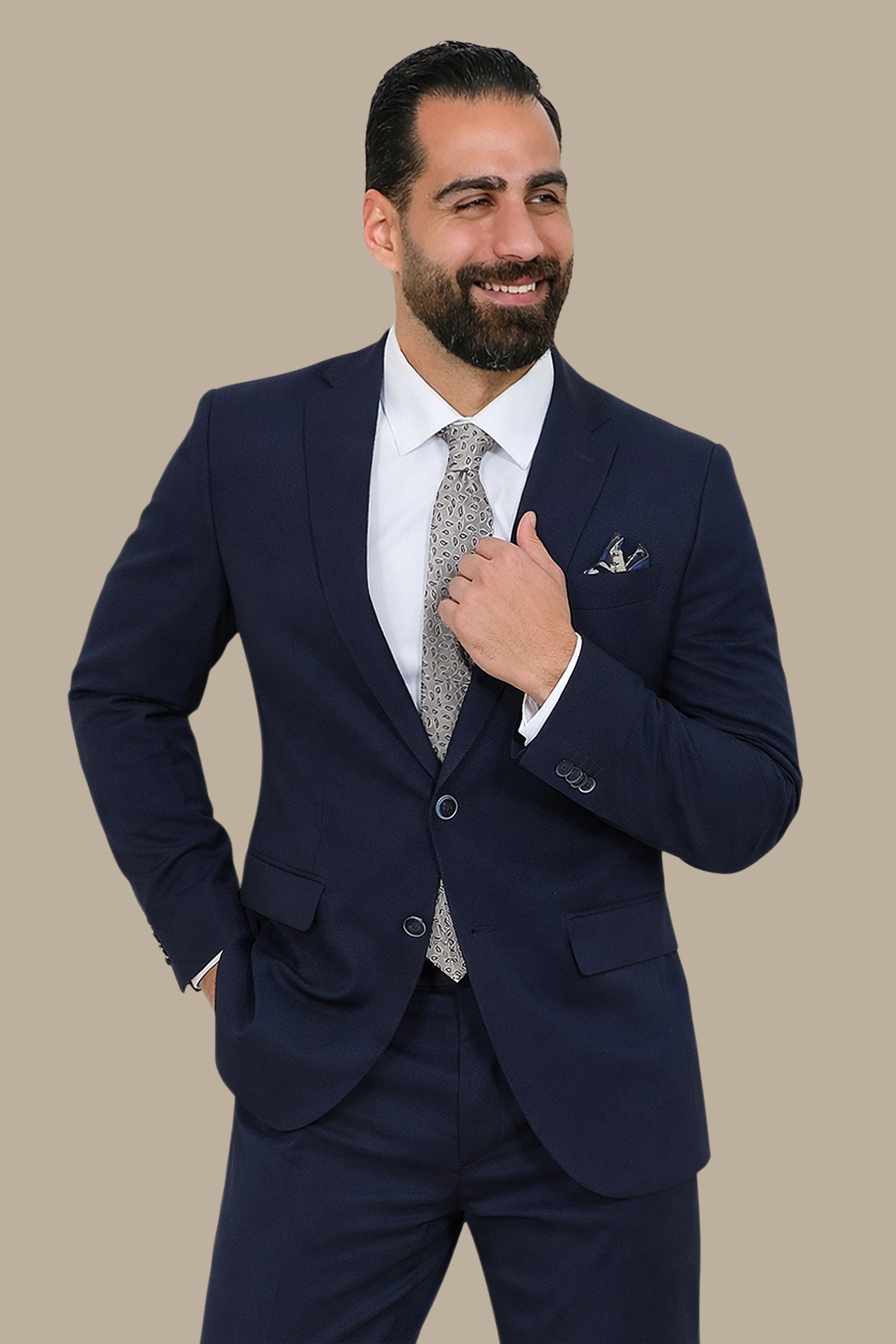 Classic Elegance: Navy Notch Lapel Suit