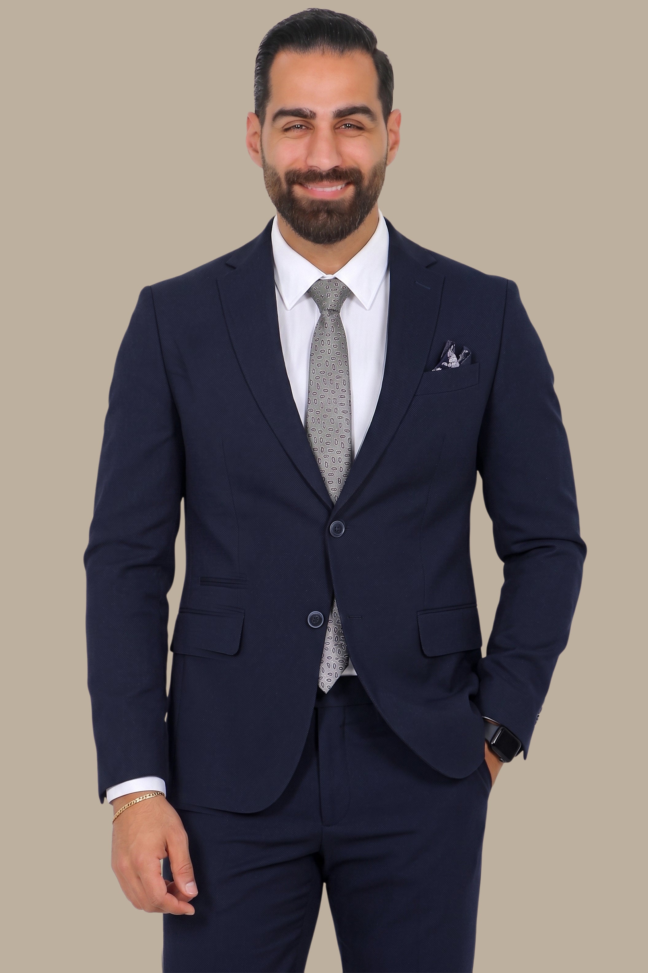 Classic Elegance: Navy Notch Lapel Suit