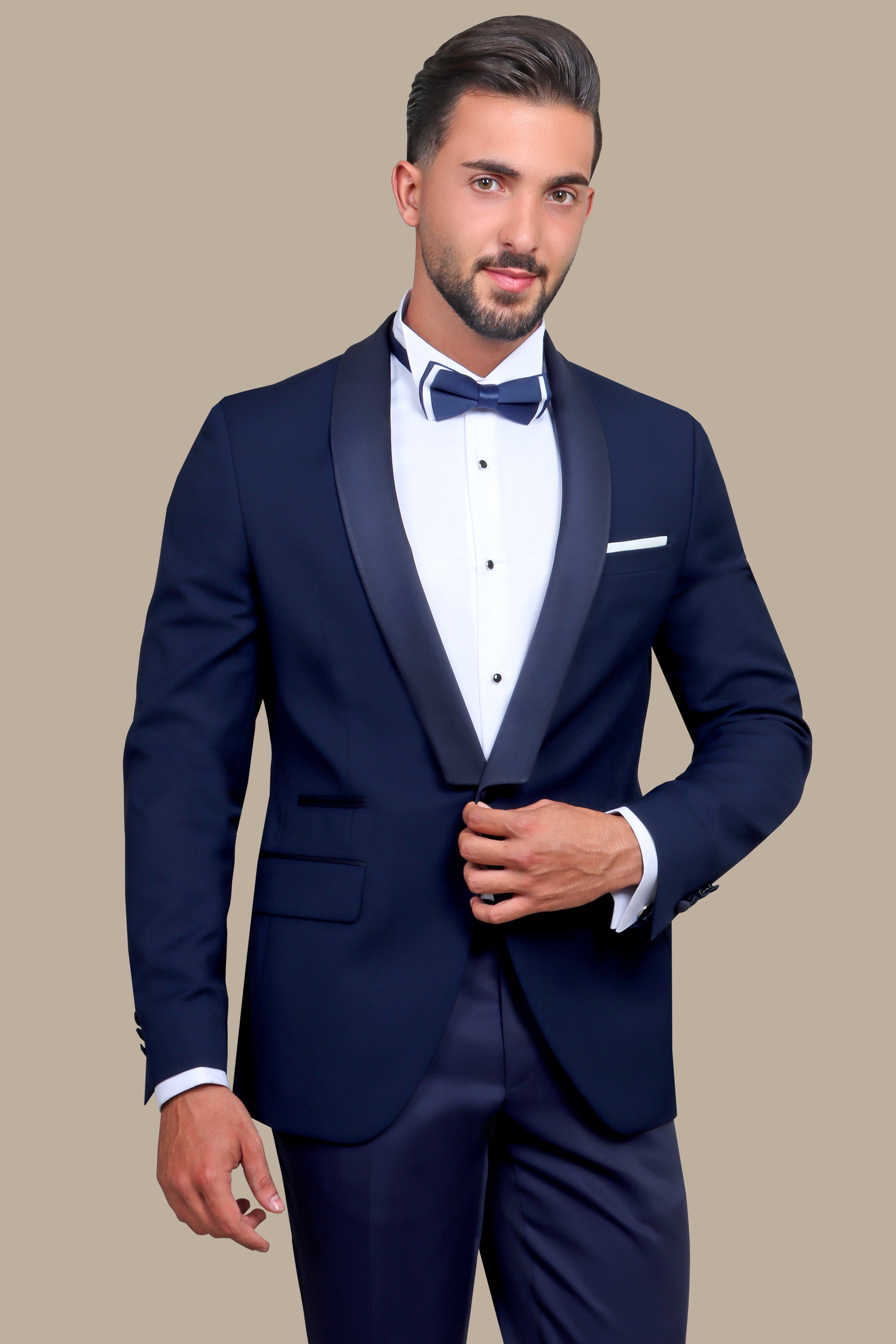 Navy Structured Shawl Collar Tuxedo