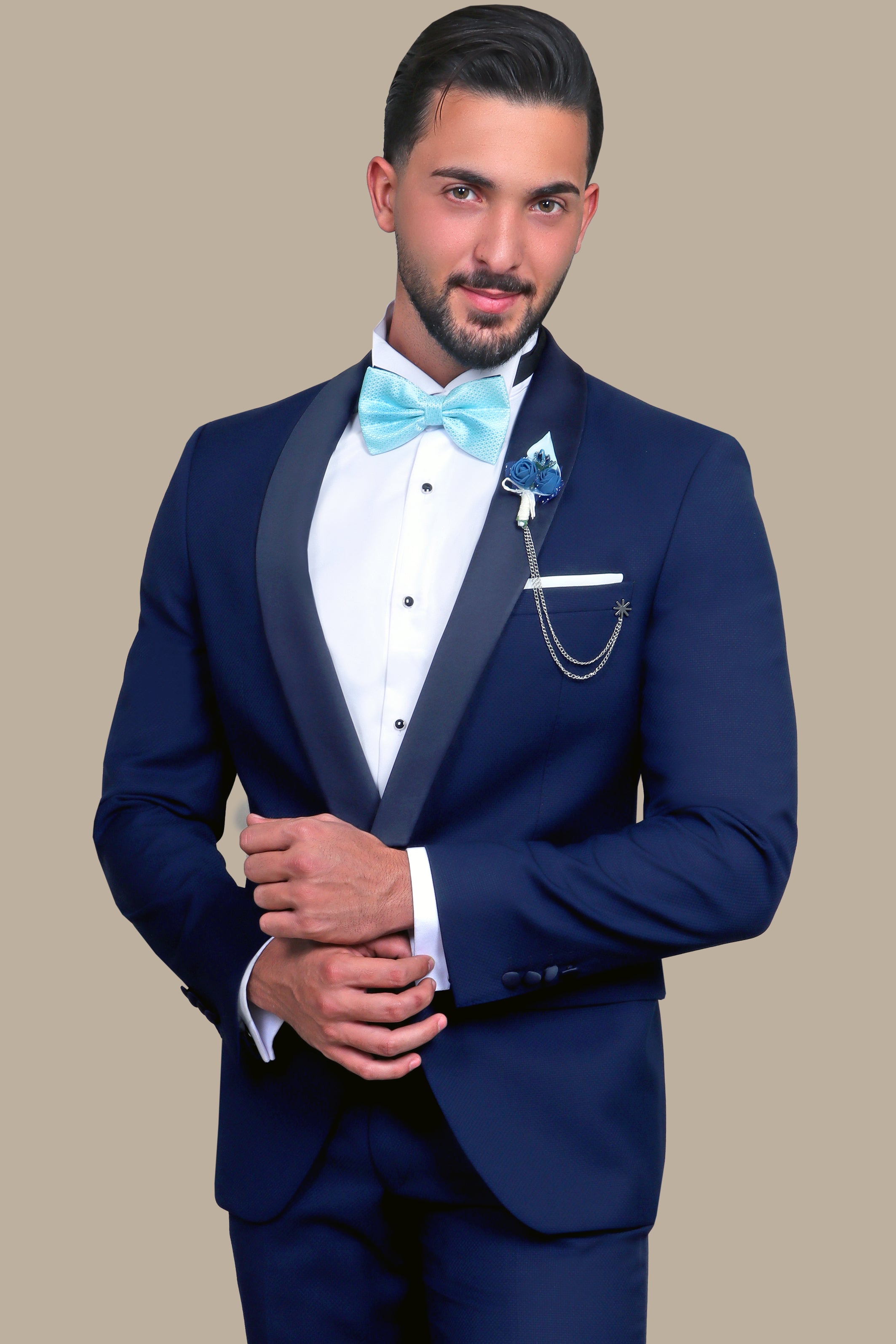 Navy Structured Shawl Collar Tuxedo