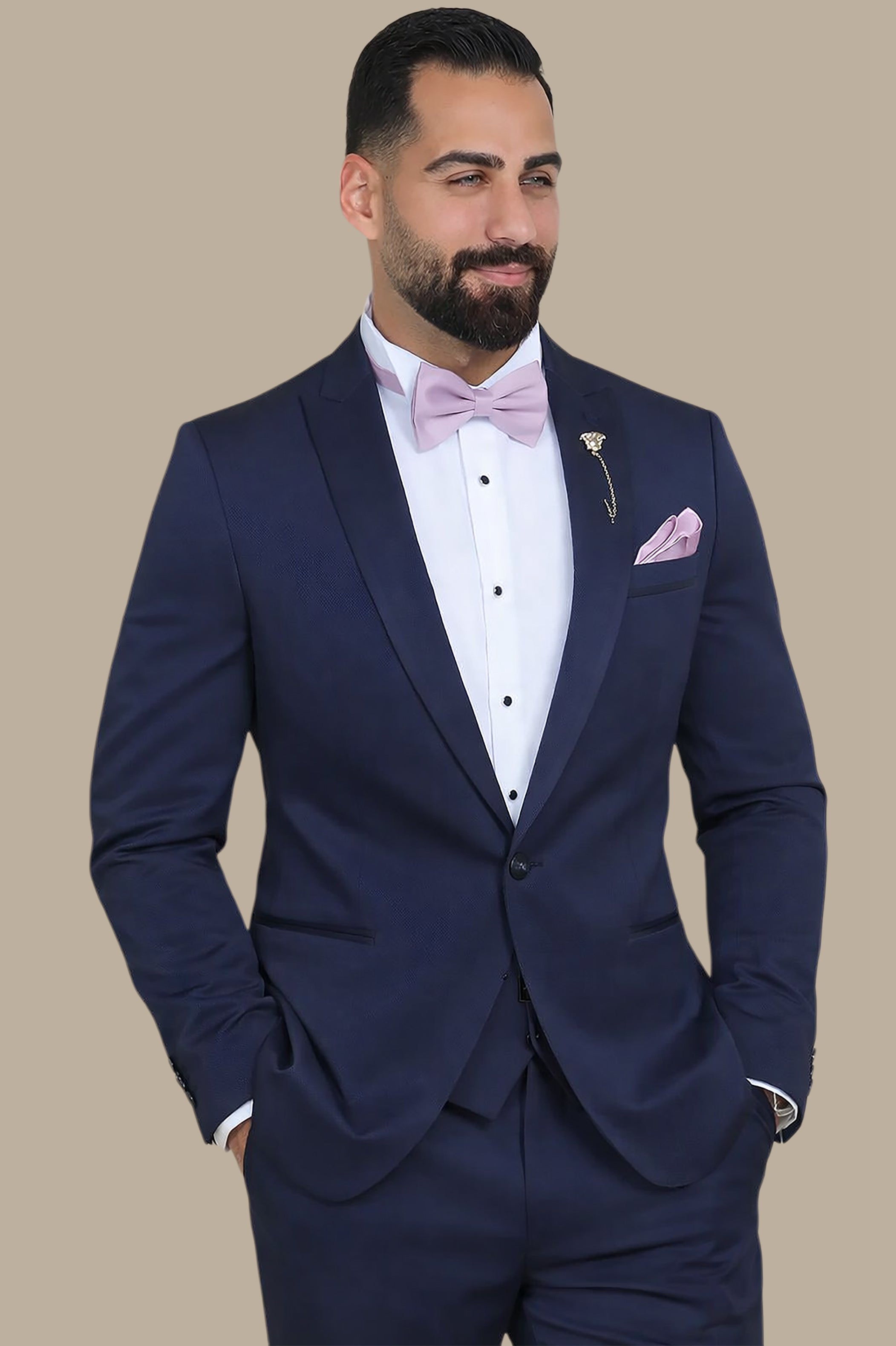 Tuxedo Pique Piping | Navy