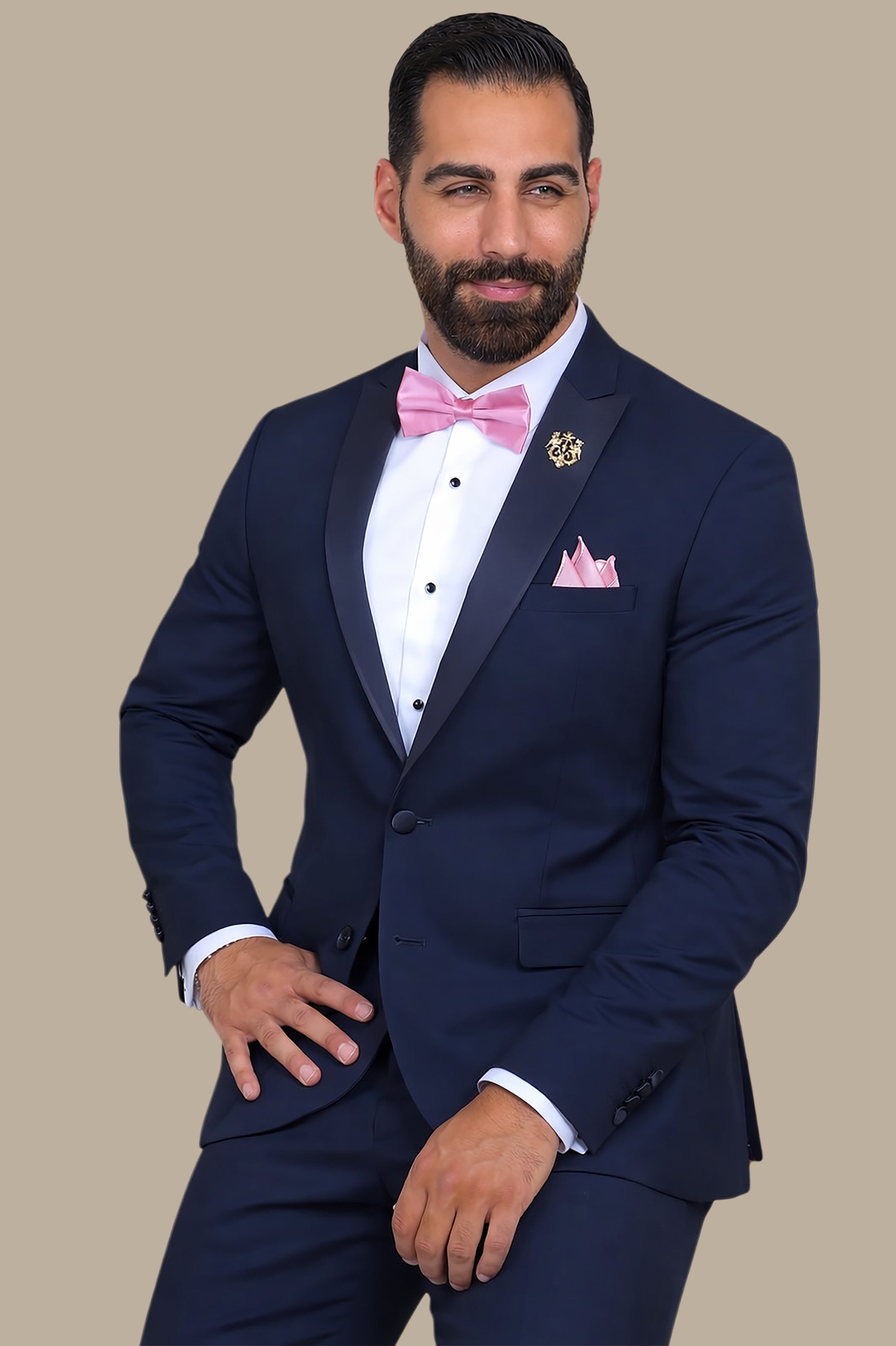 Navy Majesty: Exquisite Peak Lapel Tuxedo for Timeless Elegance