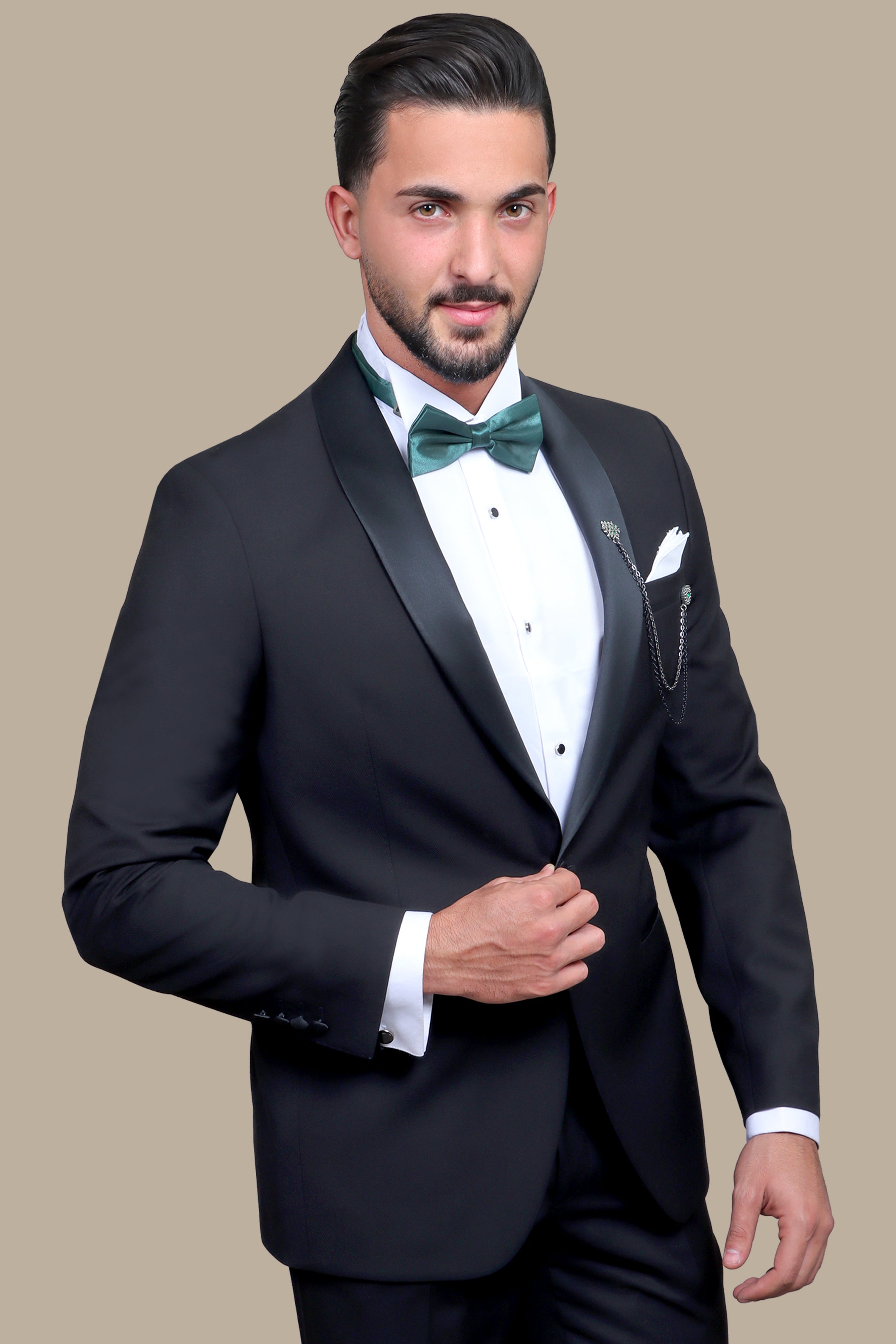 Classic Black Col Chale Tuxedo: Timeless Elegance in Modern Form