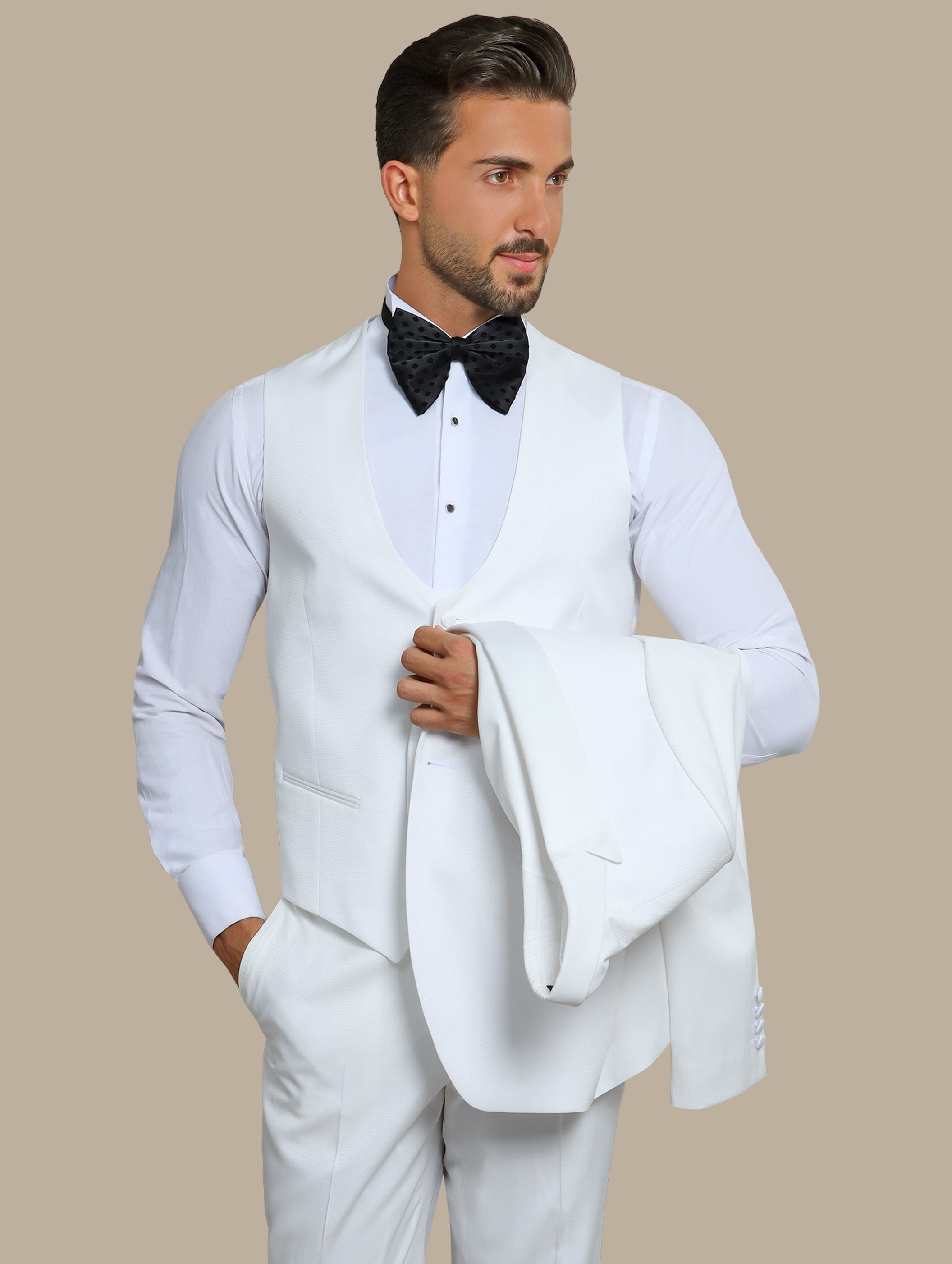 White Peak Pique 3-Piece Tuxedo