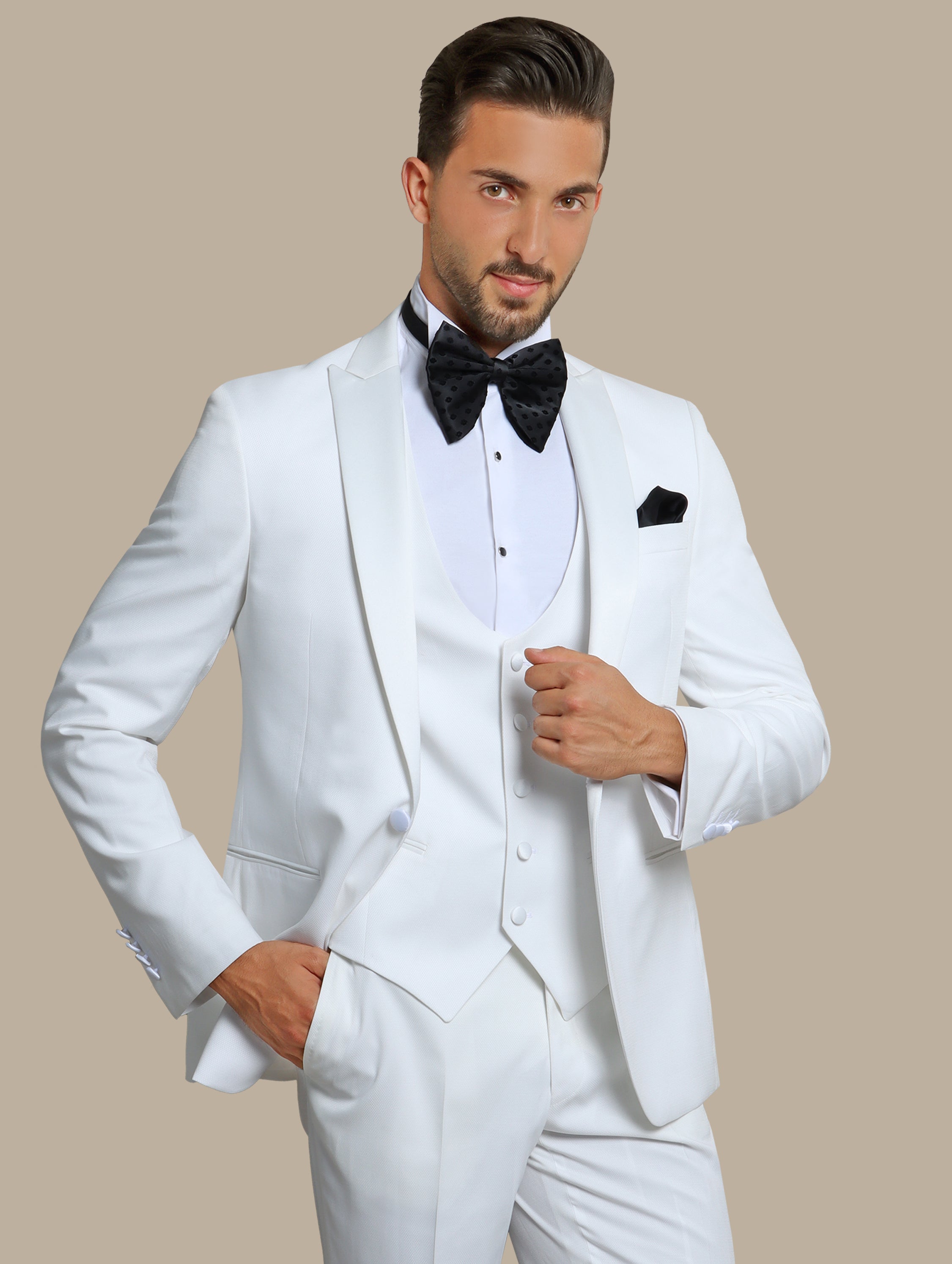 White Peak Pique 3-Piece Tuxedo