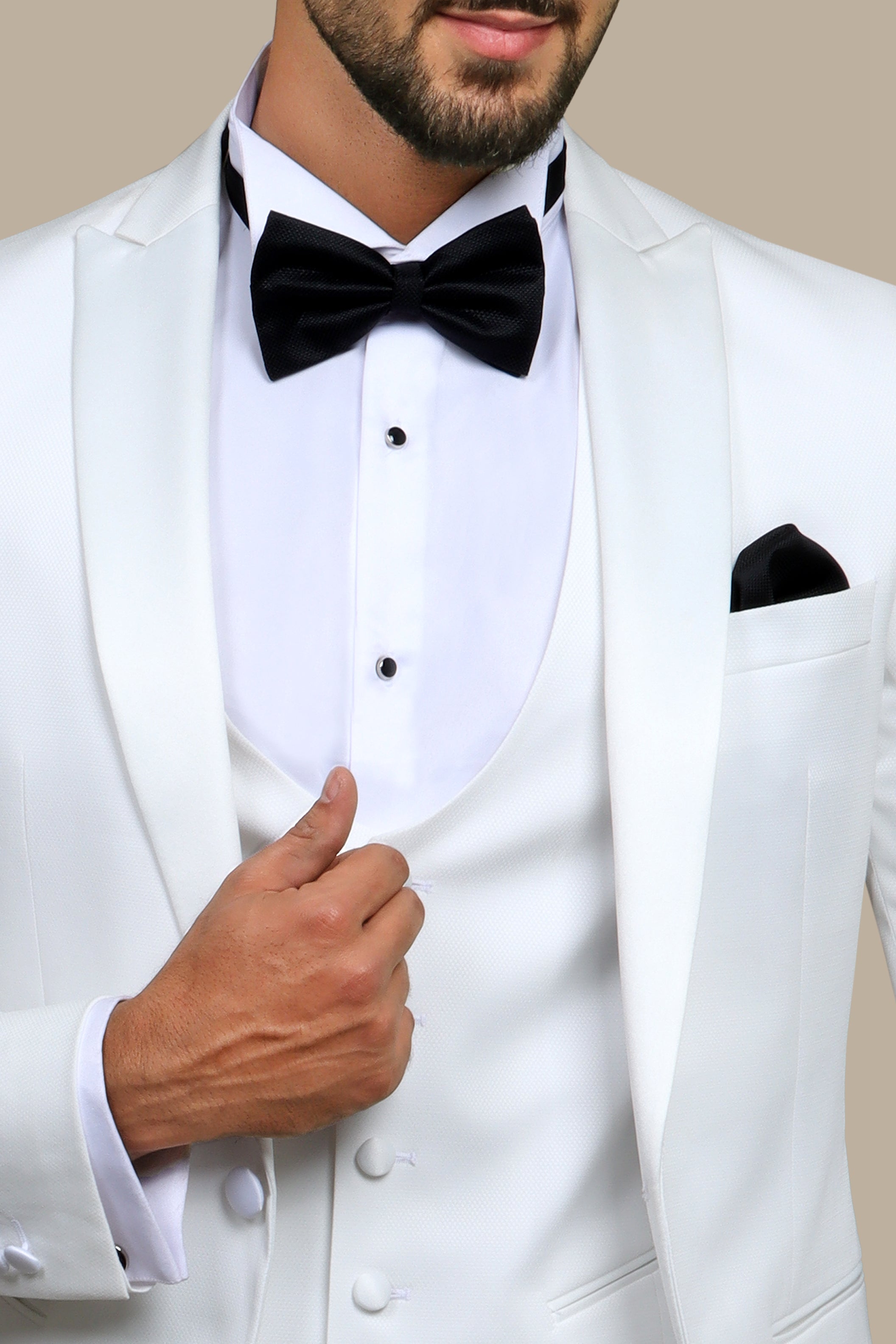 White Peak Pique 3-Piece Tuxedo