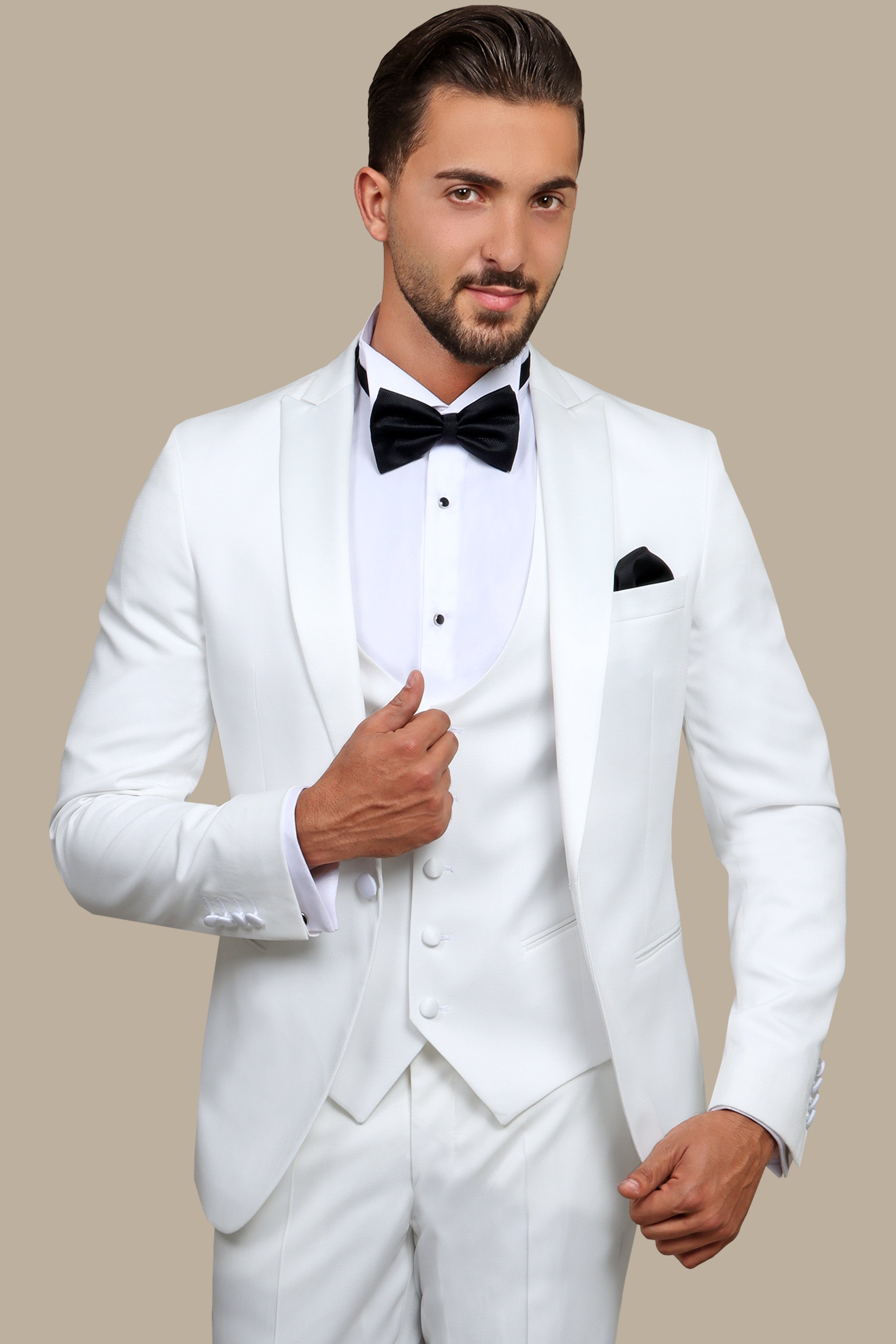 White Peak Pique 3-Piece Tuxedo