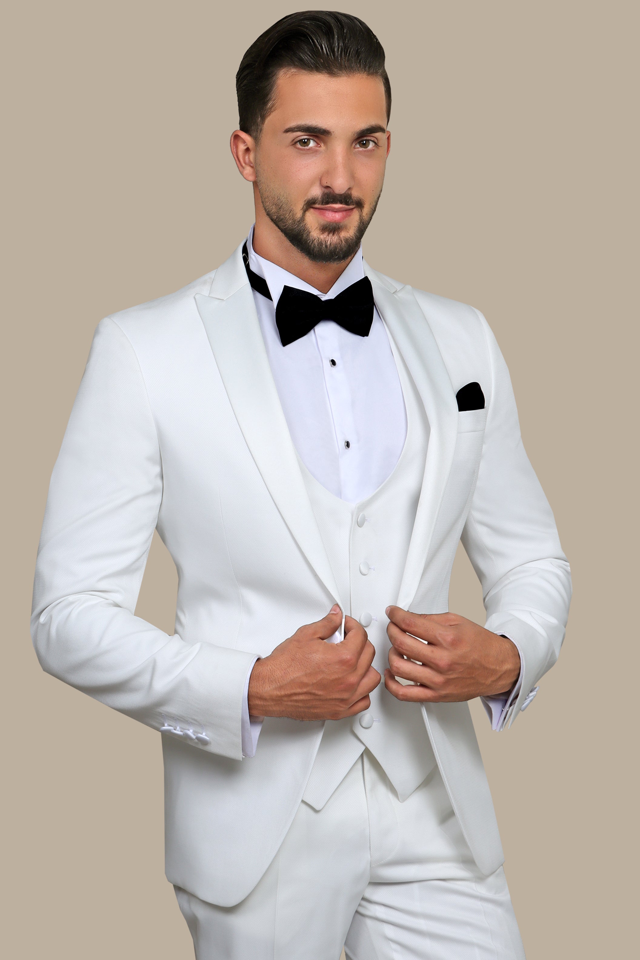 White Peak Pique 3-Piece Tuxedo