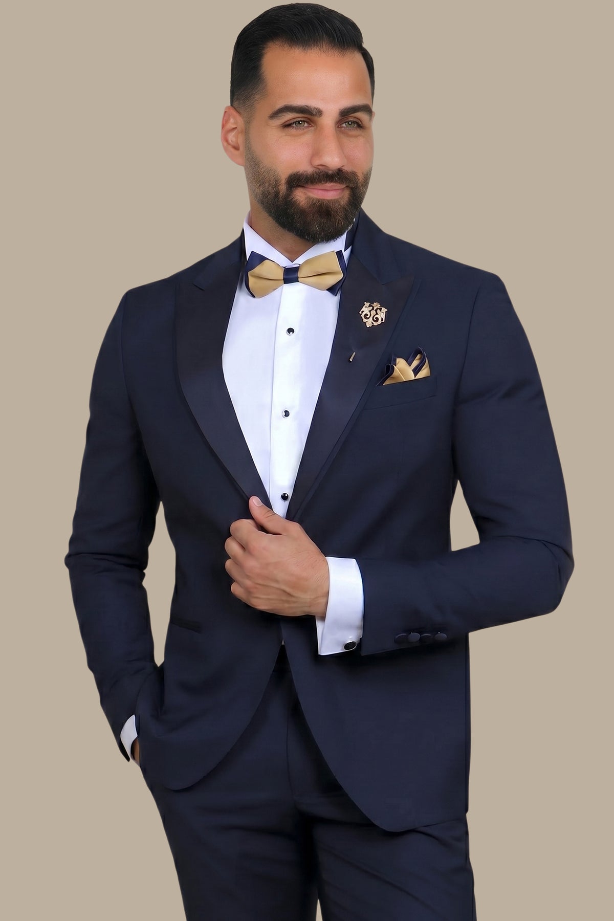 Navy Peak Lapel Double Layer Tuxedo