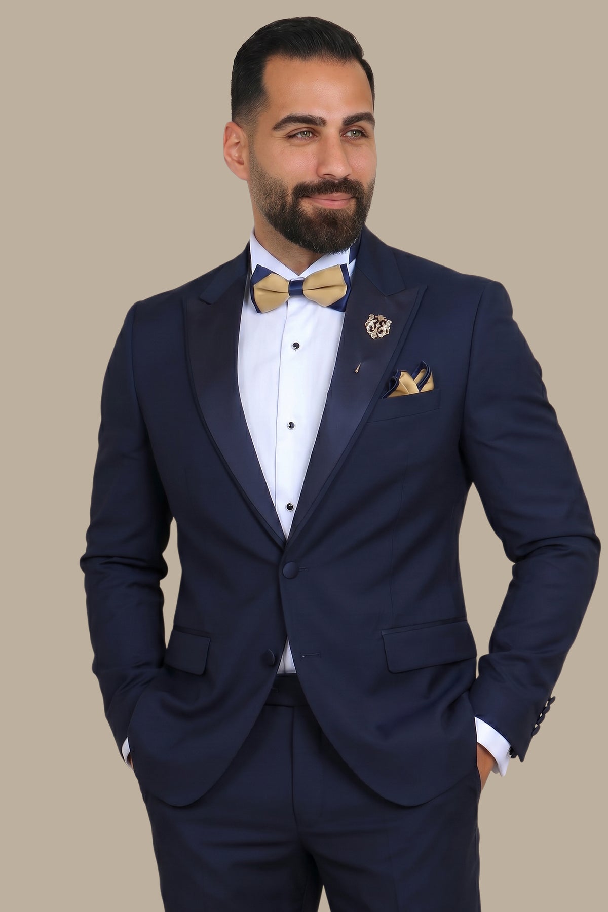 Navy Peak Lapel Double Layer Tuxedo