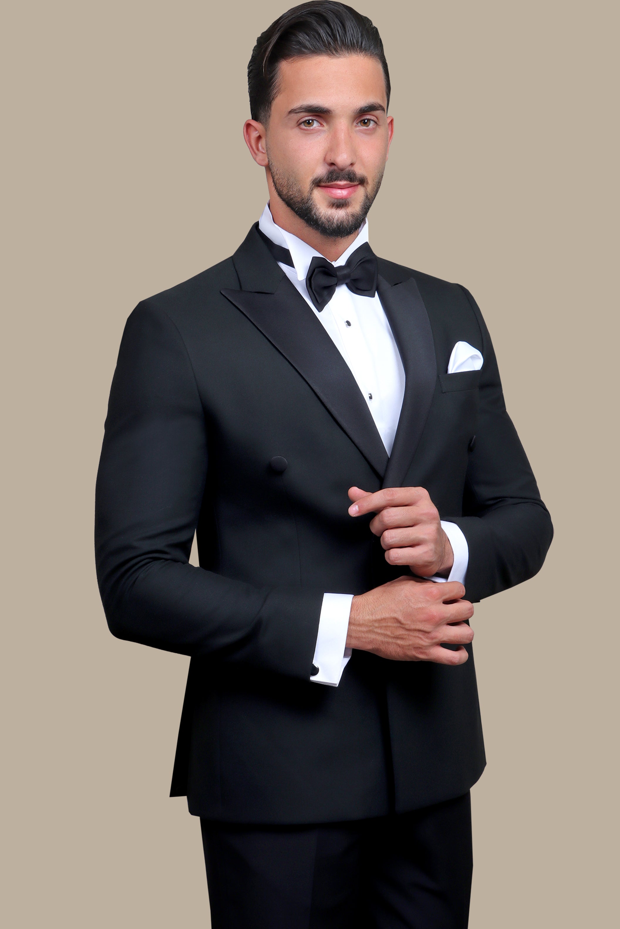 Black Double-Breasted 3-Piece Tuxedo