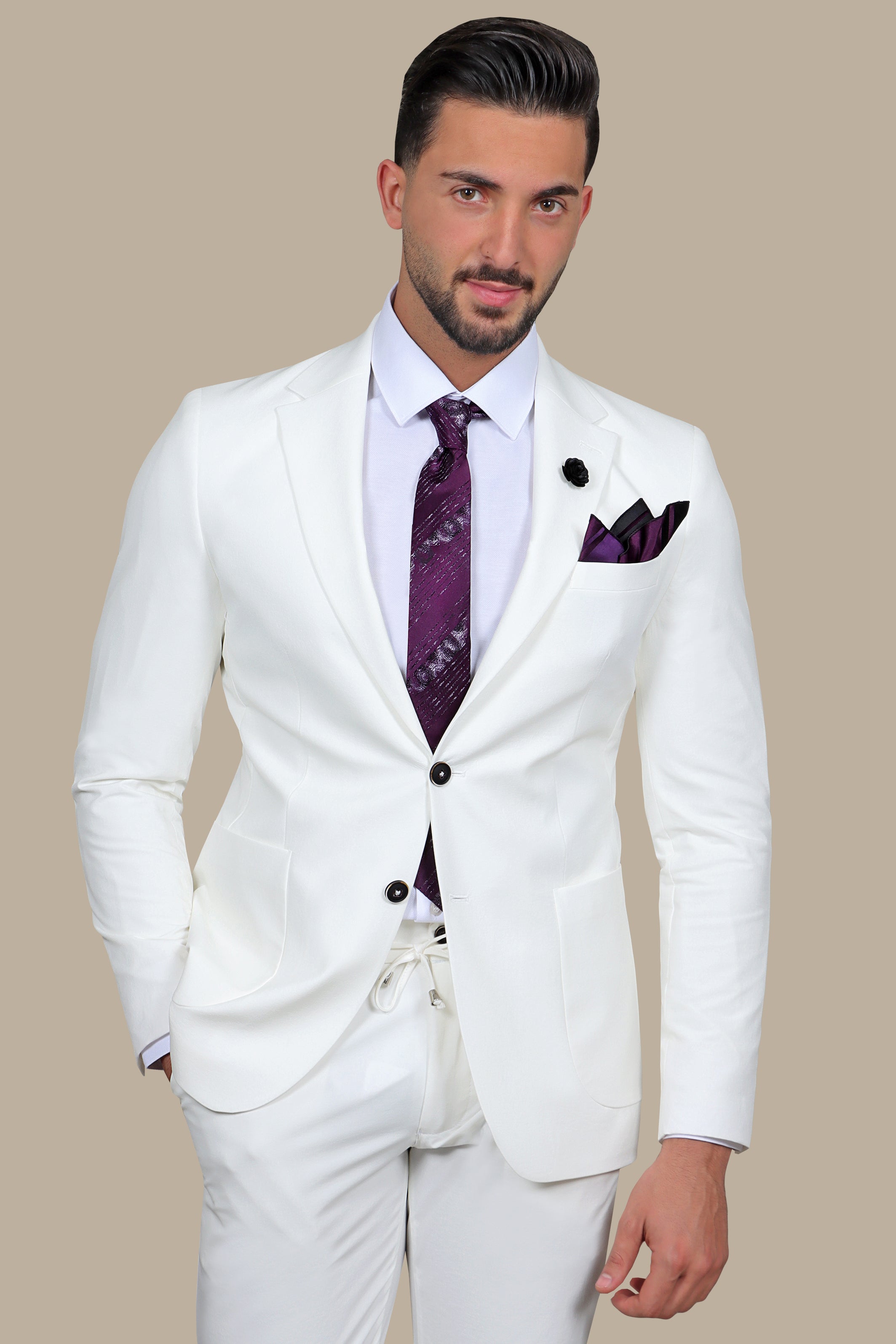 White Canvas: The Plain Patch Pocket Travel Suit