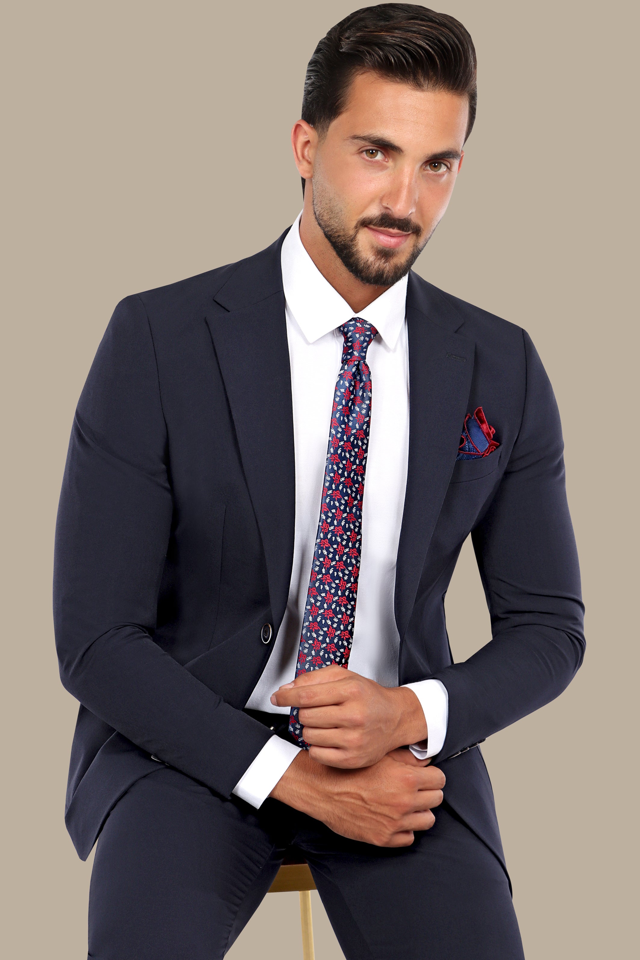 Navy Plain Patch Pocket Travel Suit