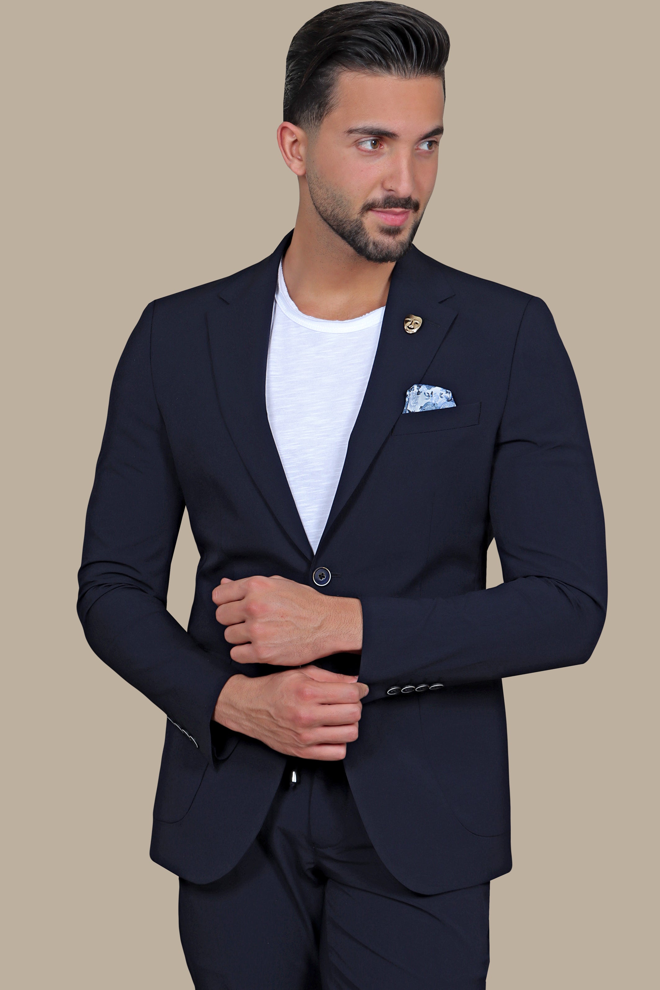 Navy Plain Patch Pocket Travel Suit