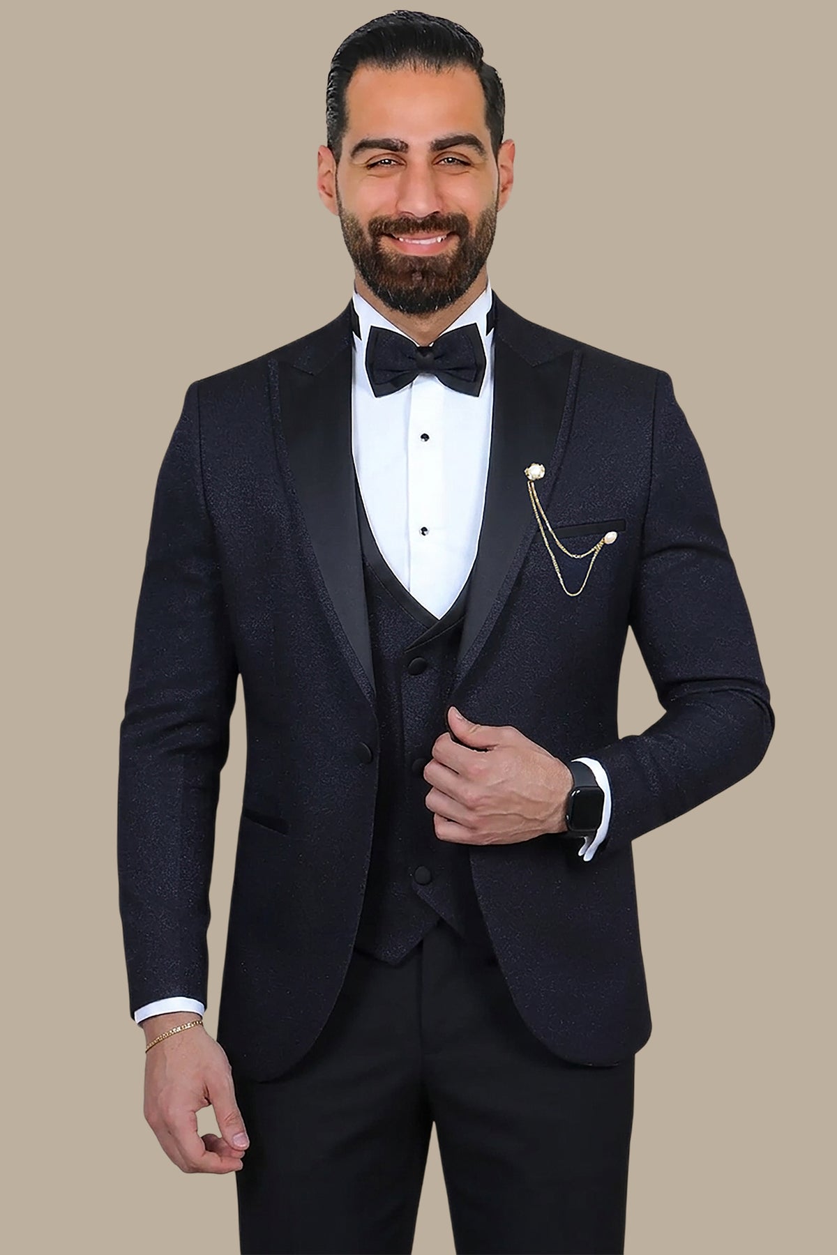 Navy Peak Structured 3-Piece Tuxedo