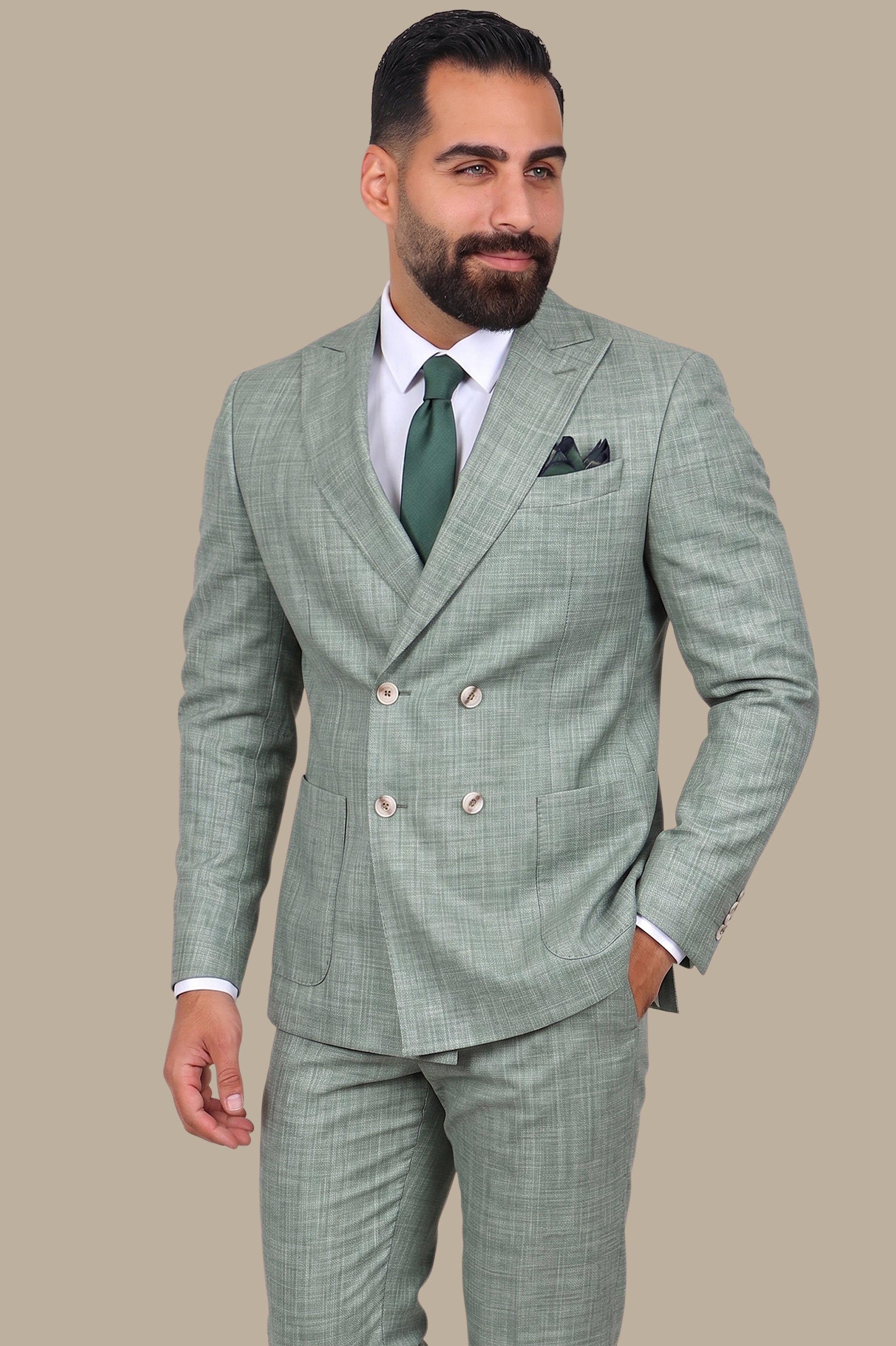 Double-Breasted Suit with Patch Pockets