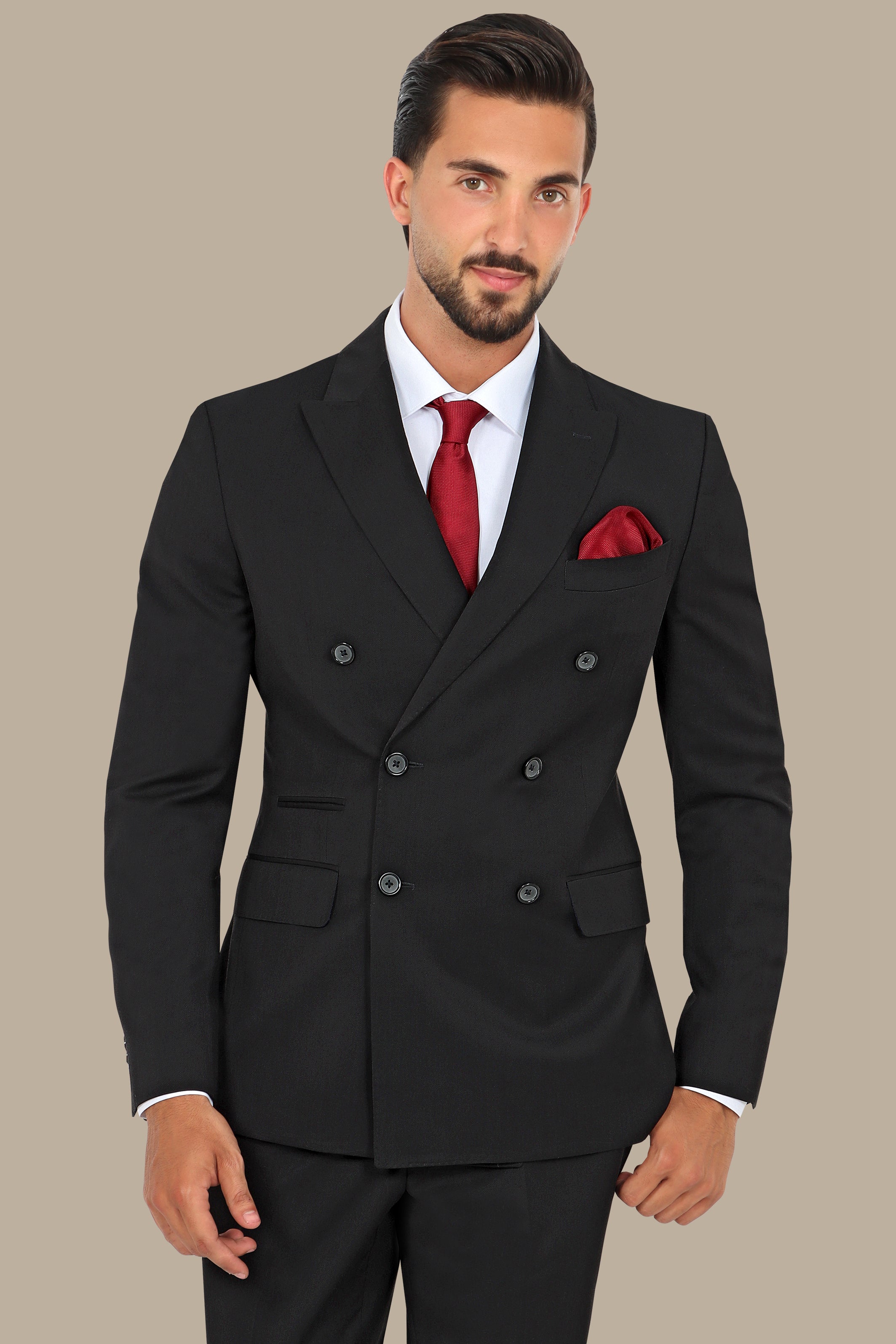 Classic Black Double-Breasted Suit